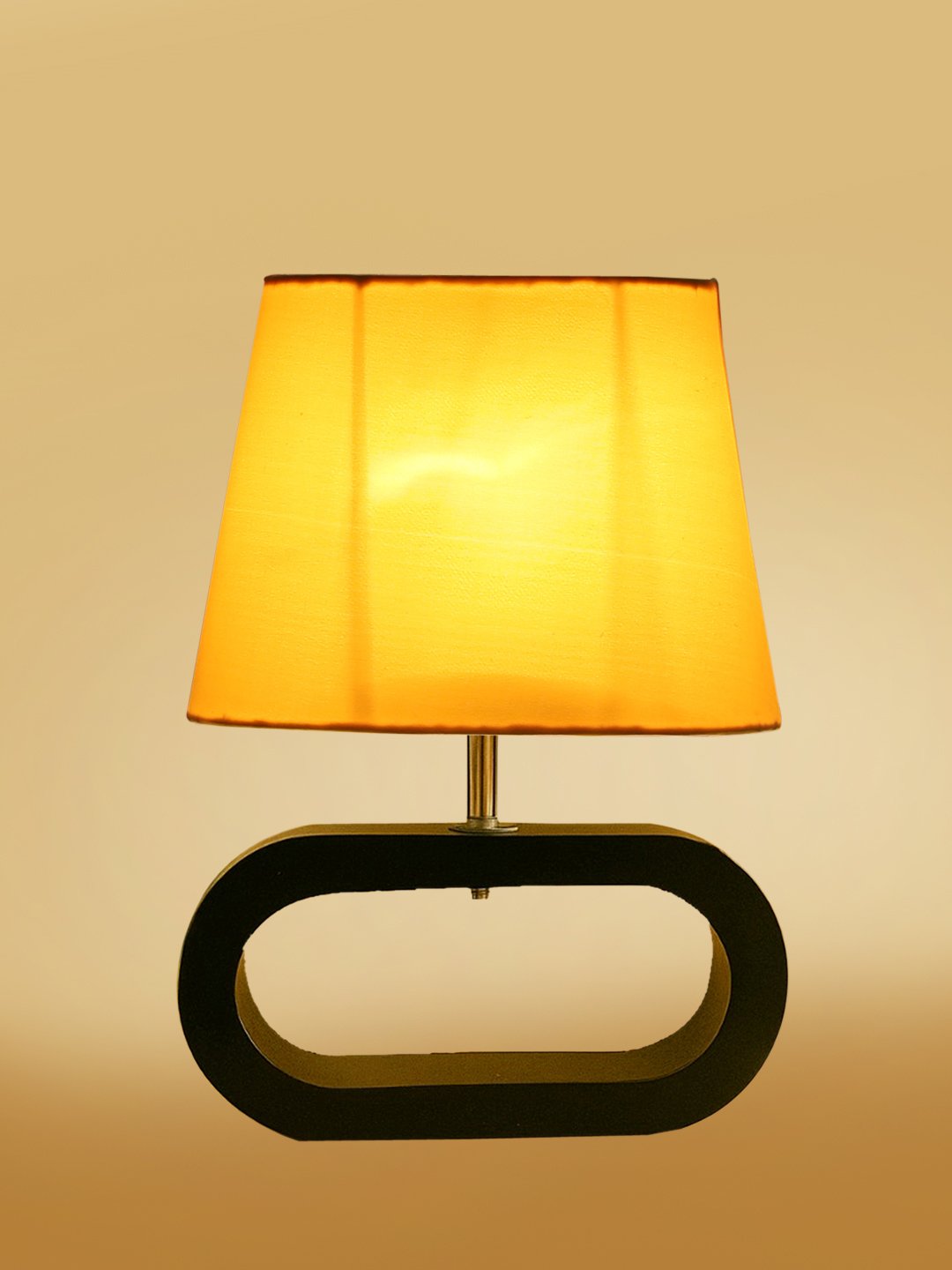 Ambika Home Yellow cotton Oval Table Lamp with Black Wood Base | Bedside, Living Room & Study Lamp | E27 Compatible - Image 5