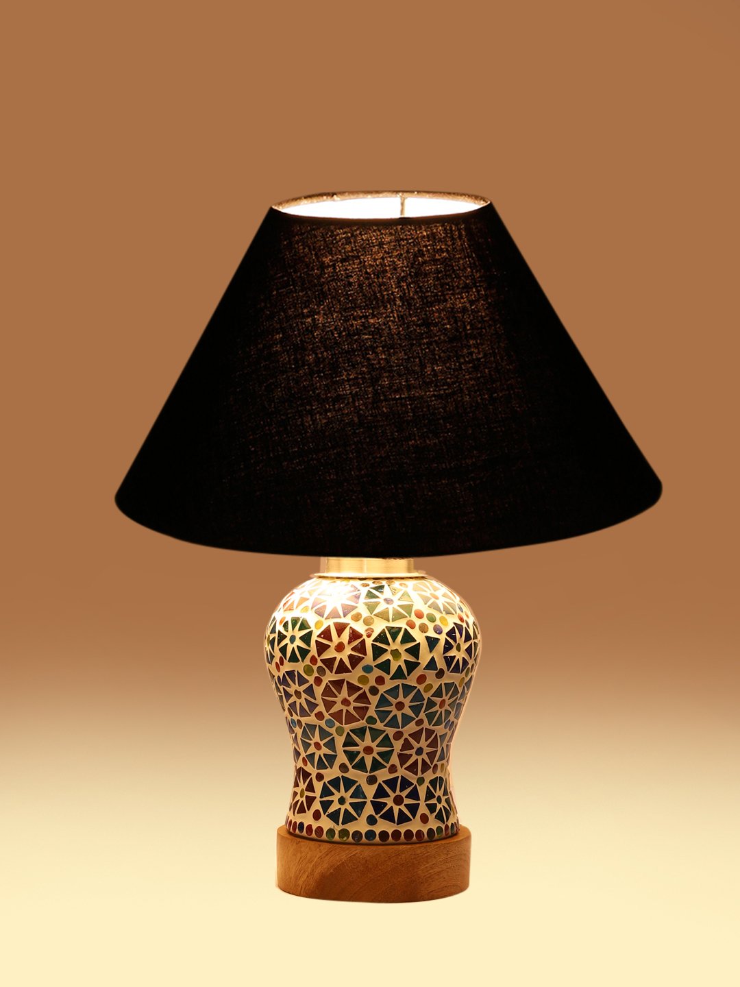 Ambika Home Black Cotton Mosaic Glass Table Lamp | Decorative Bedside Lamp for Bedroom, Living Room, Hall, Hotel, Café, Restaurant, Office & Study Room | E27 Compatible - Image 6