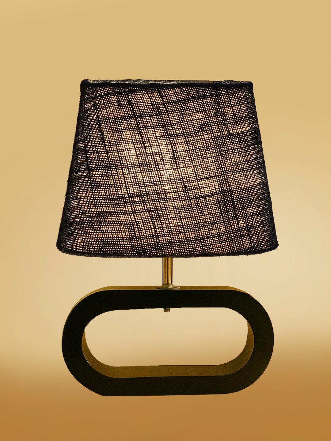 Ambika Home Blue Jute Oval Table Lamp with Black Wood Base | Bedside, Living Room & Study Lamp | E27 Compatible - Image 5