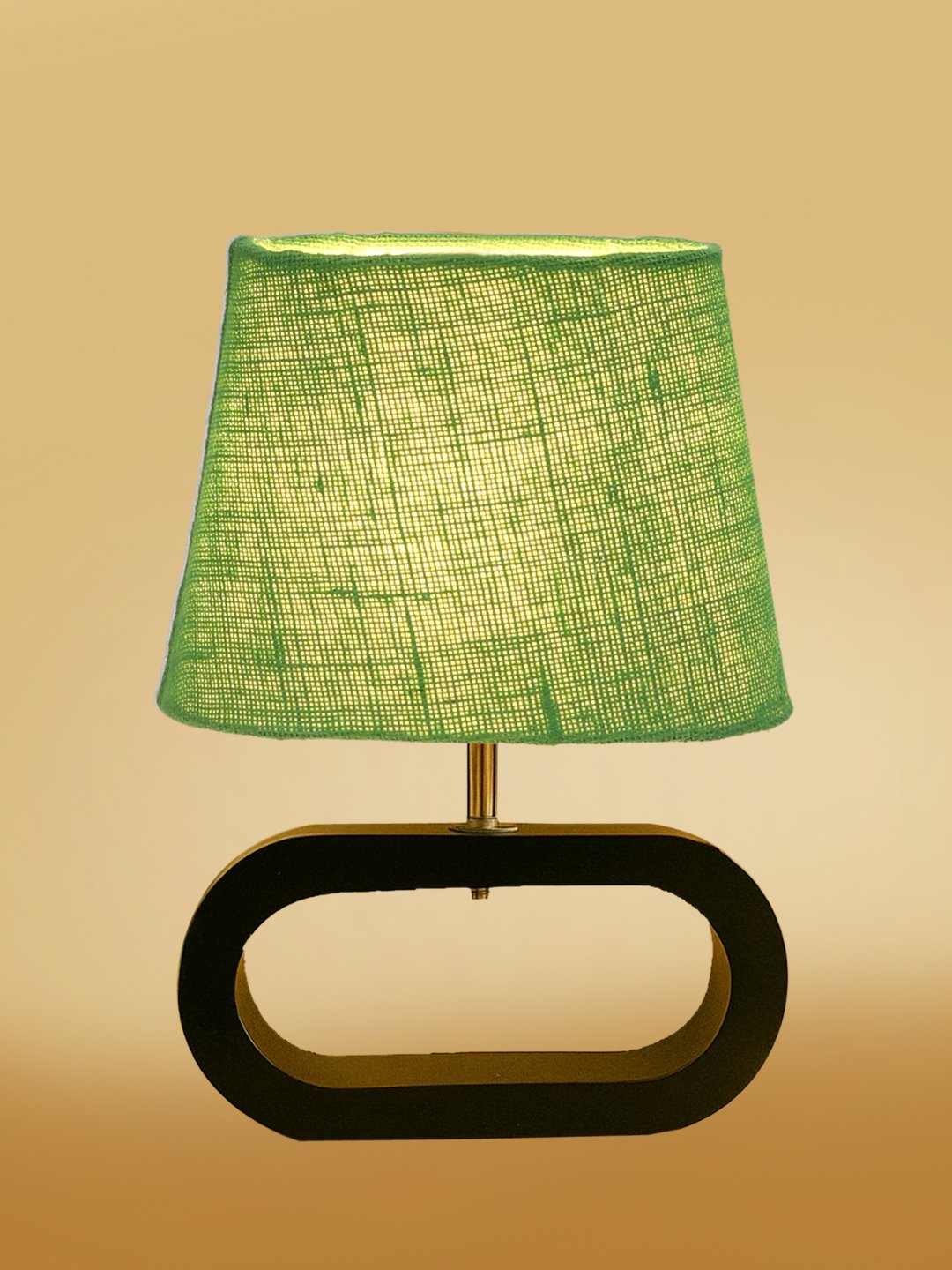 Ambika Home Green Jute Oval Table Lamp with Black Wood Base | Bedside, Living Room & Study Lamp | E27 Compatible - Image 5