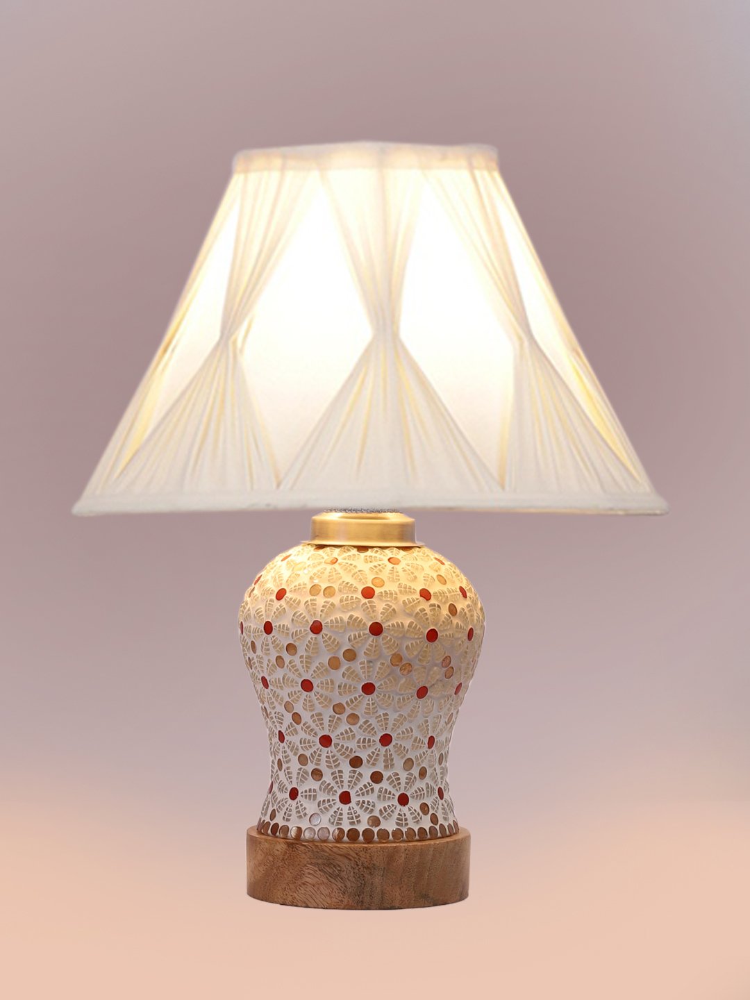 Ambika Home Multicolor Cotton Mosaic Glass Table Lamp | Decorative Bedside Lamp for Bedroom, Living Room, Hall, Hotel, Café, Restaurant, Office & Study Room | E27 Compatible - Image 6