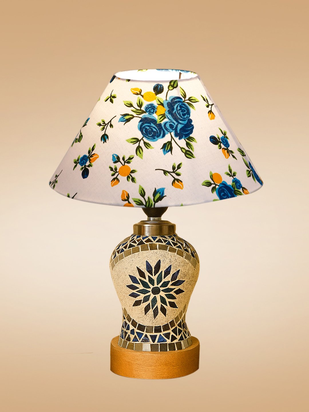 Ambika Home Multicolor Cotton Mosaic Glass Table Lamp | Decorative Bedside Lamp for Bedroom, Living Room, Hall, Hotel, Café, Restaurant, Office & Study Room | E27 Compatible - Image 6