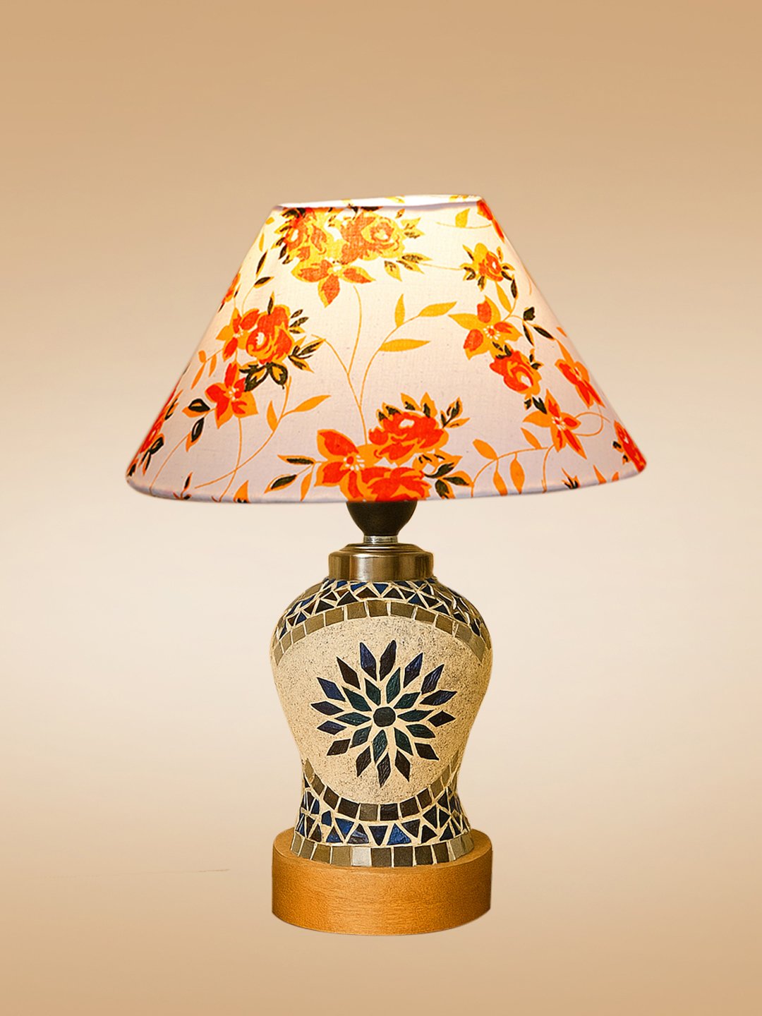 Ambika Home Multicolor Cotton Mosaic Glass Table Lamp | Decorative Bedside Lamp for Bedroom, Living Room, Hall, Hotel, Café, Restaurant, Office & Study Room | E27 Compatible - Image 6
