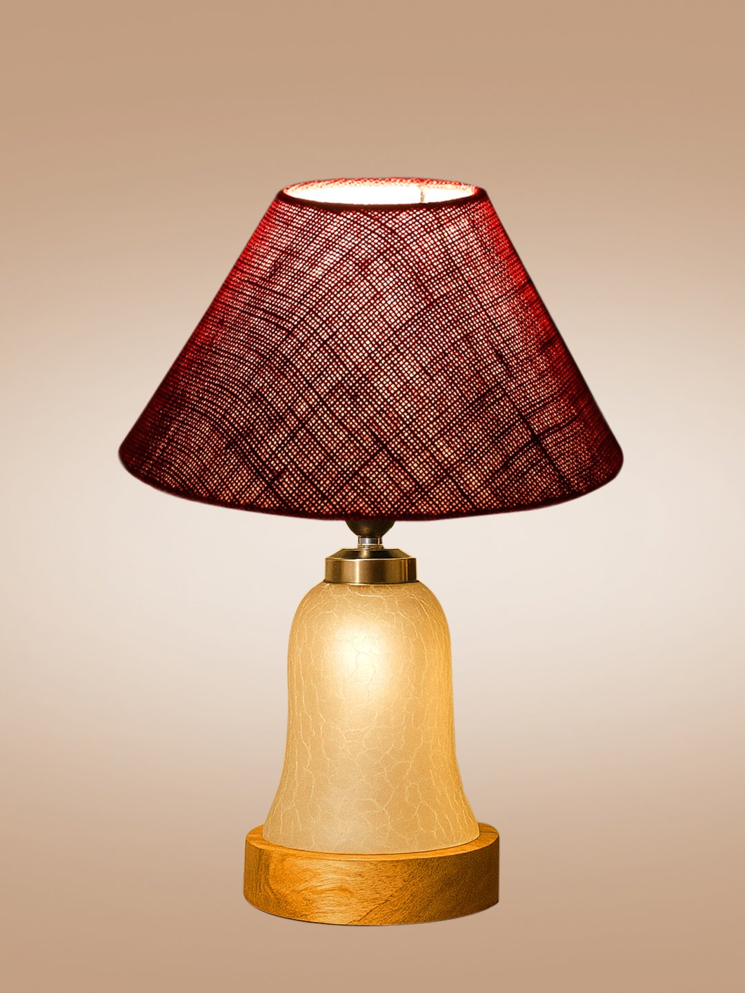 Ambika Home Maroon Jute Milky Crinkle Table Lamp | Decorative Bedside Lamp for Bedroom, Living Room, Hall, Hotel, Café, Restaurant, Office & Study Room | E27 Compatible - Image 6