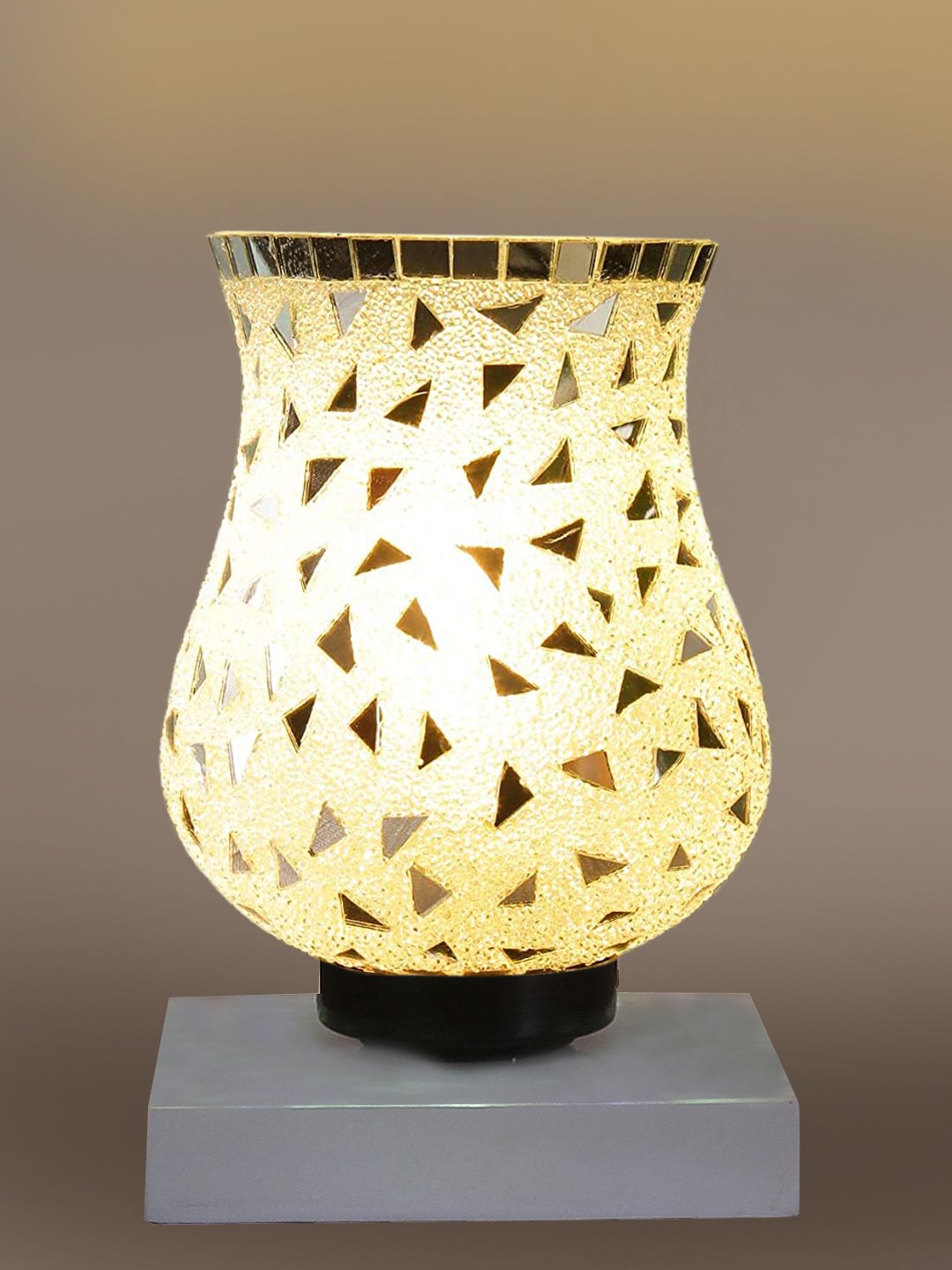 Ambika Home Nordic Mosaic Multicolor Mosaic Glass Table Lamp with Wooden Base | Premium Bedside Lamp for Bedroom, Living Room, Hall, Hotel, Café, Restaurant & Office | E27 Compatible - Image 6