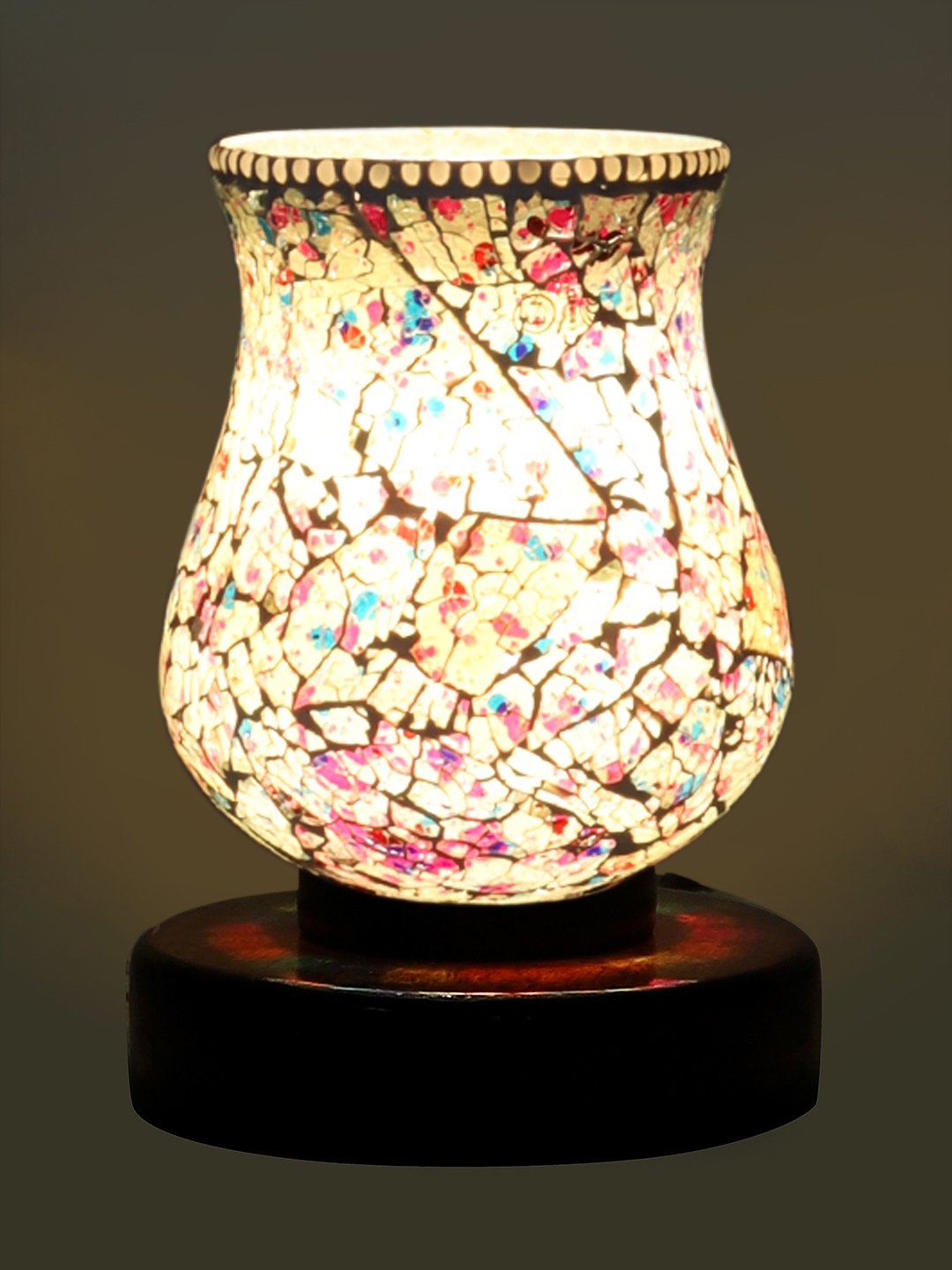 Ambika Home Elara Mosaic Multicolor Mosaic Glass Table Lamp with Wooden Base | Premium Bedside Lamp for Bedroom, Living Room, Hall, Hotel, Café, Restaurant & Office | E27 Compatible - Image 6