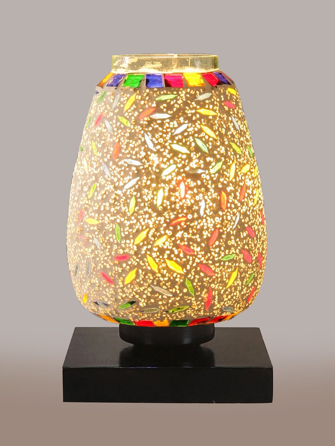 Ambika Home Elara Mosaic Multicolor Mosaic Glass Table Lamp with Wooden Base | Premium Bedside Lamp for Bedroom, Living Room, Hall, Hotel, Café, Restaurant & Office | E27 Compatible - Image 6