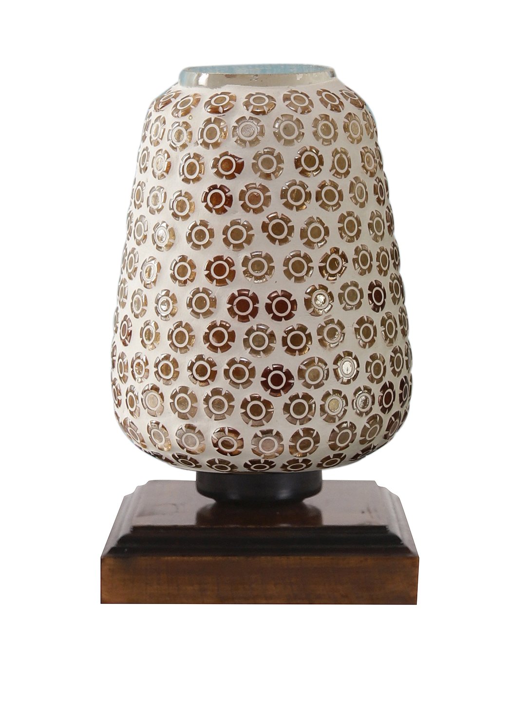 Ambika Home Nordic Mosaic Multicolor Mosaic Glass Table Lamp with Wooden Base | Premium Bedside Lamp for Bedroom, Living Room, Hall, Hotel, Café, Restaurant & Office | E27 Compatible - Image 6