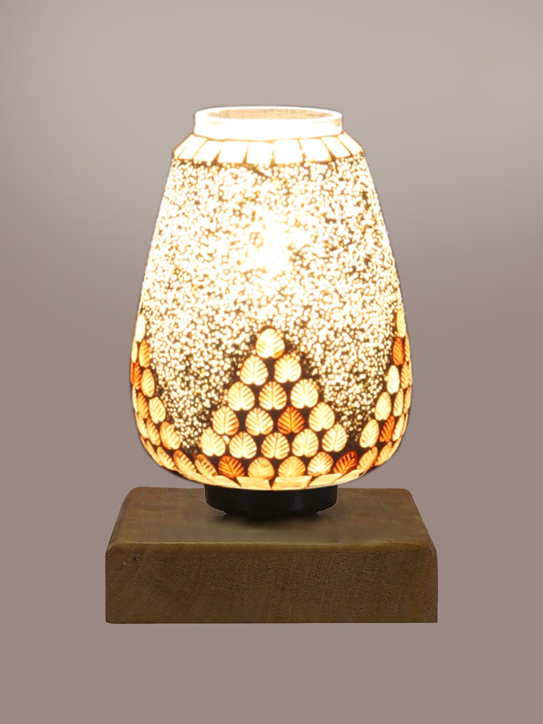 Ambika Home Nordic Mosaic Multicolor Mosaic Glass Table Lamp with Wooden Base | Premium Bedside Lamp for Bedroom, Living Room, Hall, Hotel, Café, Restaurant & Office | E27 Compatible - Image 5