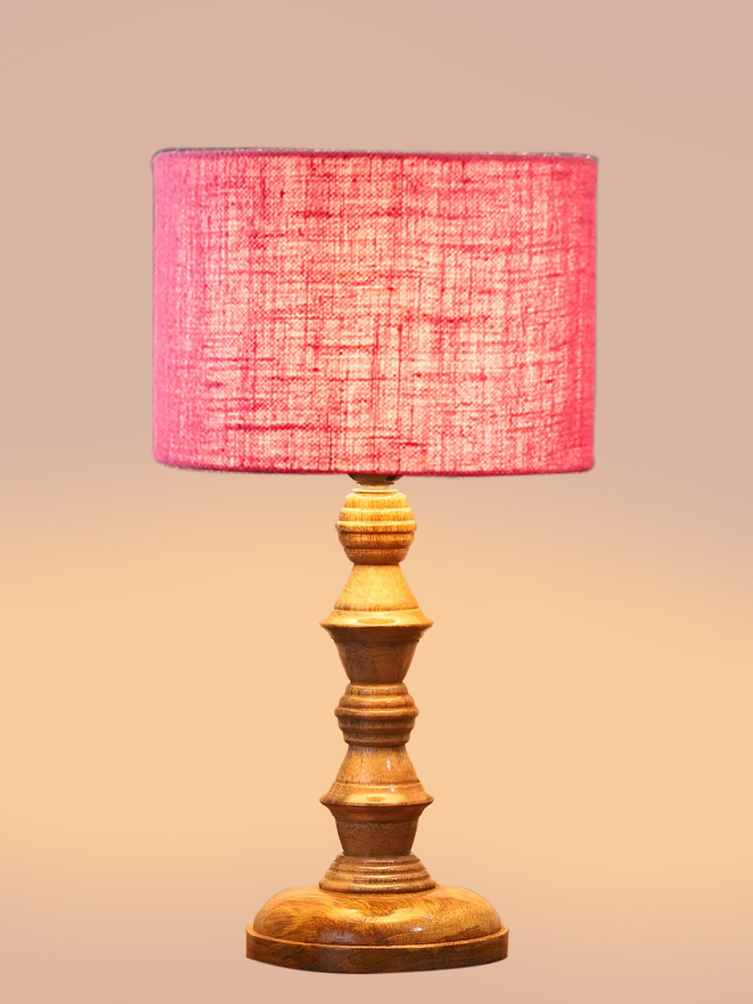 Ambika Home Pink Jute Wooden Table Lamp | Decorative Bedside Lamp for Bedroom, Living Room, Hall, Hotel, Café, Restaurant, Office & Study Room | E27 Compatible - Image 6