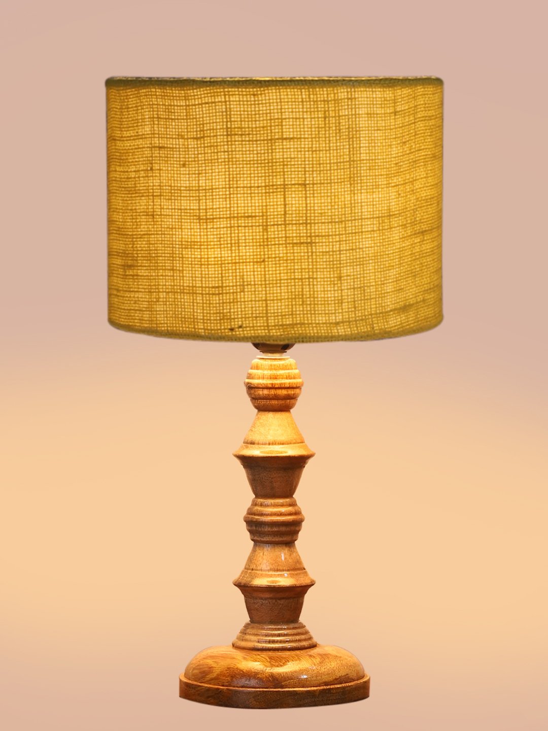 Ambika Home Yellow Jute Wooden Table Lamp | Decorative Bedside Lamp for Bedroom, Living Room, Hall, Hotel, Café, Restaurant, Office & Study Room | E27 Compatible - Image 6