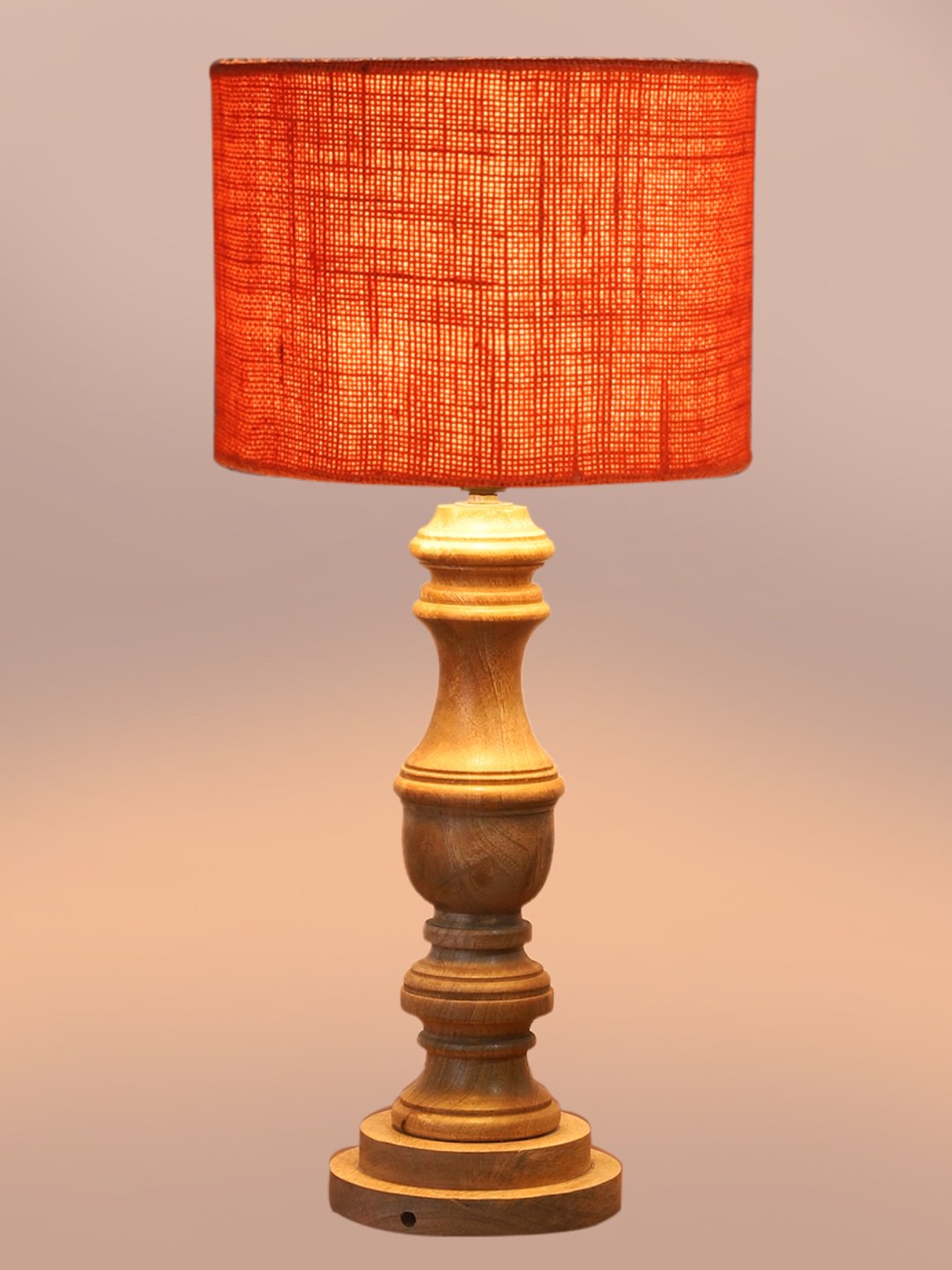 Ambika Home Orange Jute Wooden Table Lamp | Decorative Bedside Lamp for Bedroom, Living Room, Hall, Hotel, Café, Restaurant, Office & Study Room | E27 Compatible - Image 6