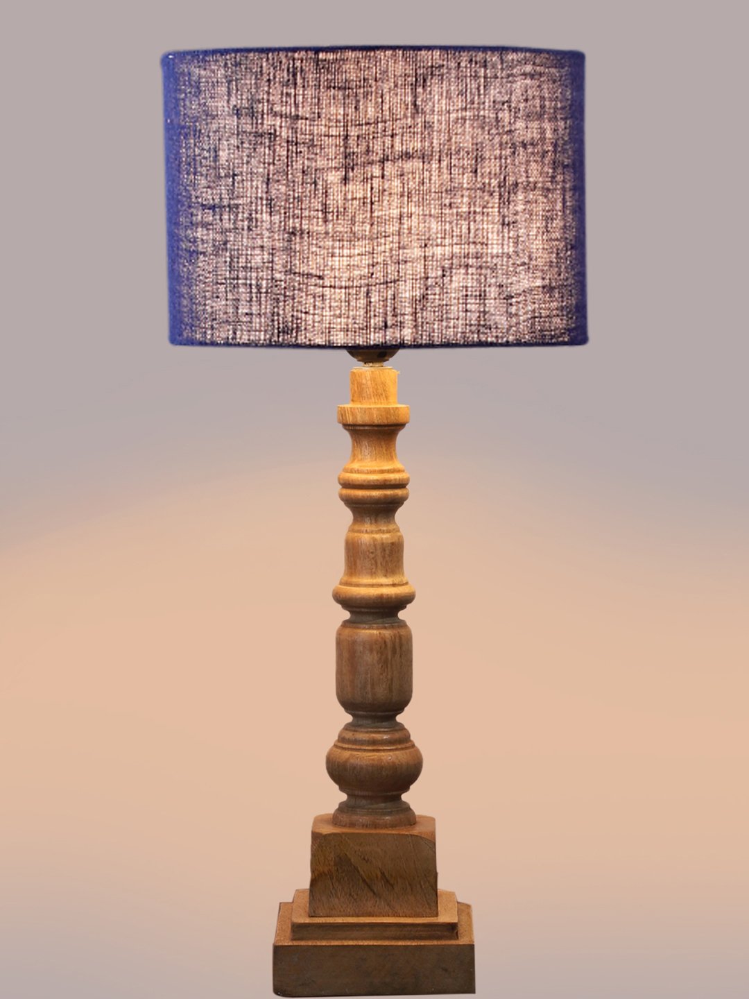 Ambika Home Blue Jute Wooden Table Lamp | Decorative Bedside Lamp for Bedroom, Living Room, Hall, Hotel, Café, Restaurant, Office & Study Room | E27 Compatible - Image 6
