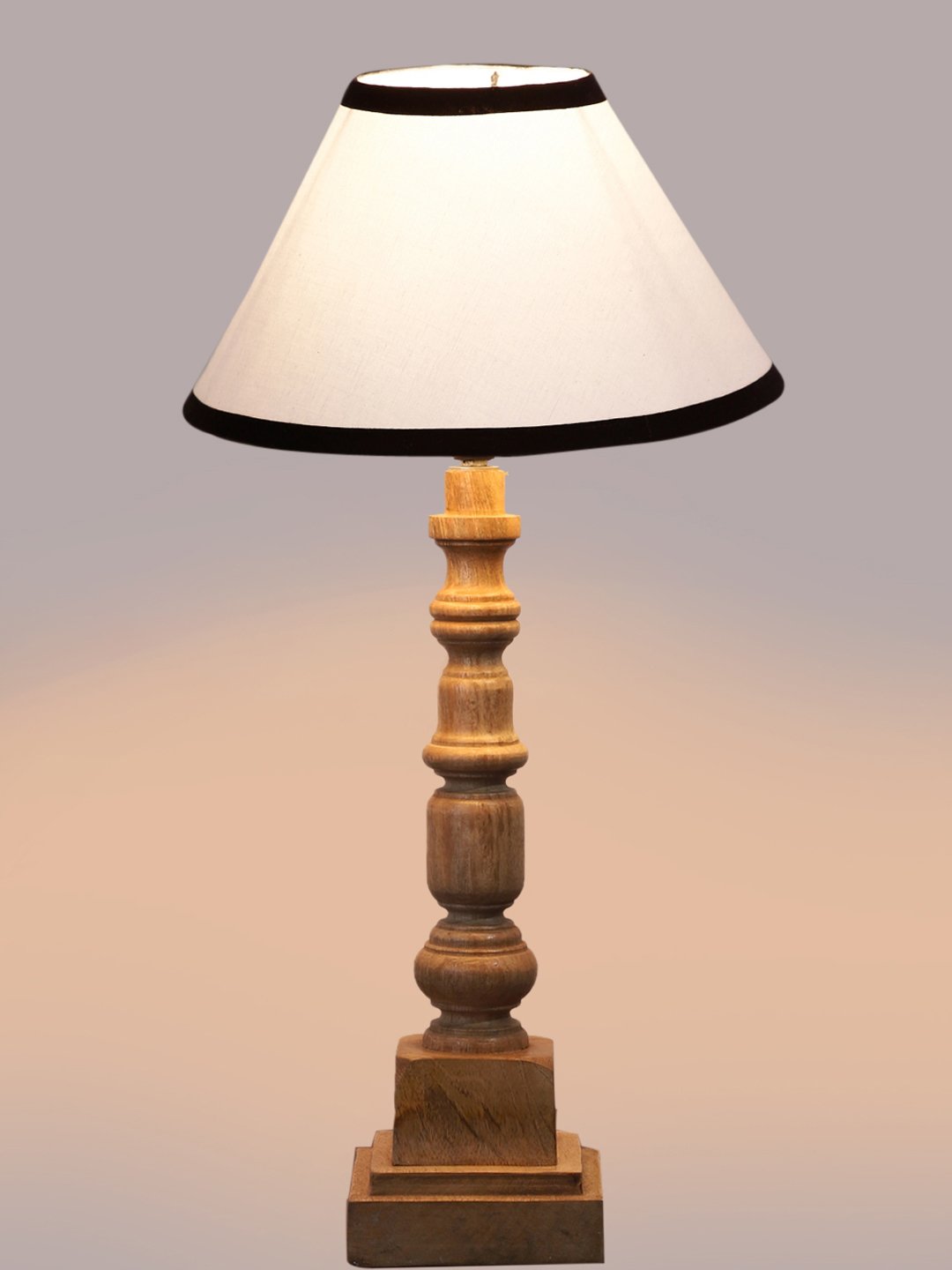 Ambika Home Multicolor cotton Wooden Table Lamp | Decorative Bedside Lamp for Bedroom, Living Room, Hall, Hotel, Café, Restaurant, Office & Study Room | E27 Compatible - Image 6