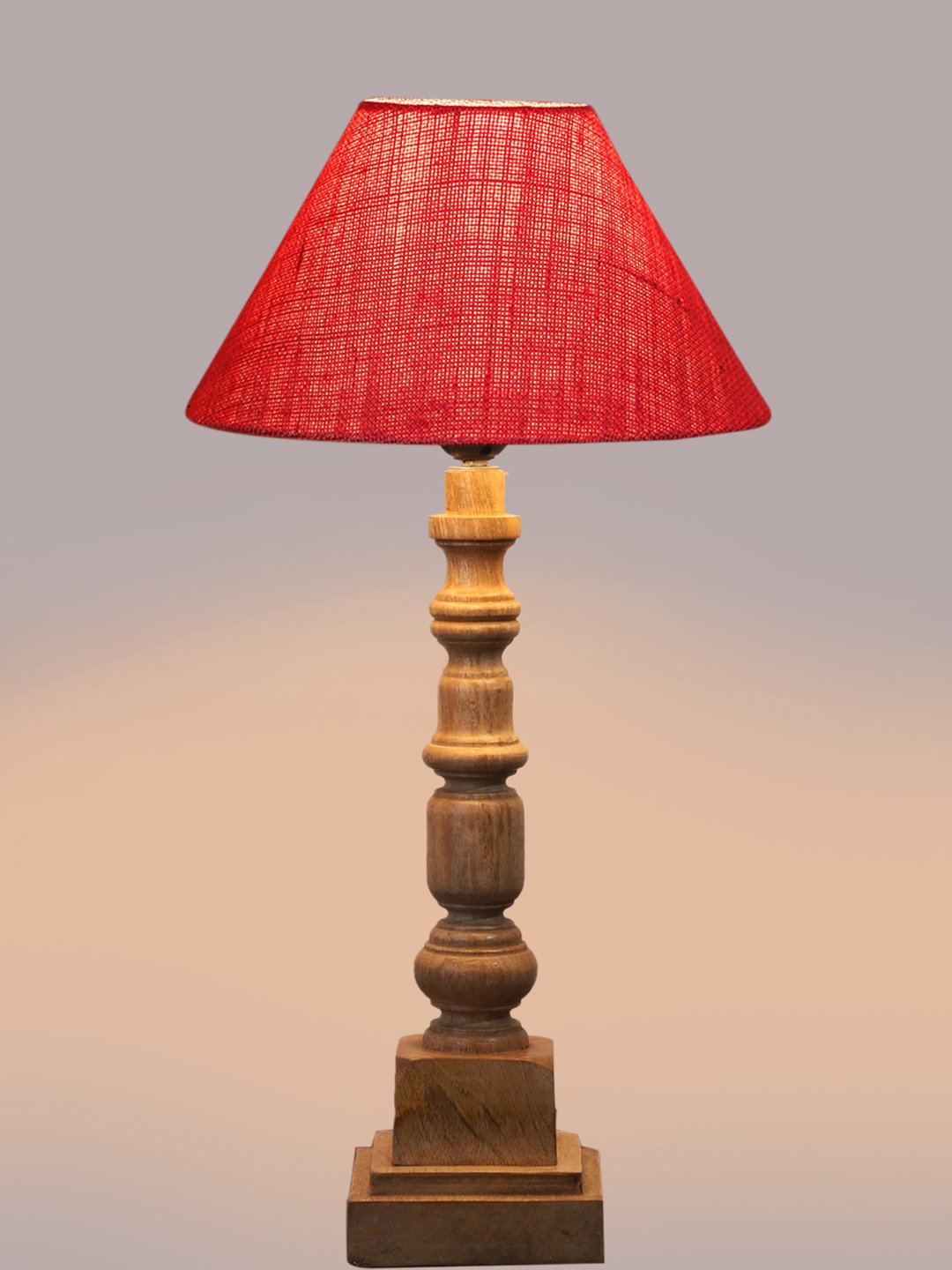 Ambika Home Pink Jute Wooden Table Lamp | Decorative Bedside Lamp for Bedroom, Living Room, Hall, Hotel, Café, Restaurant, Office & Study Room | E27 Compatible - Image 6