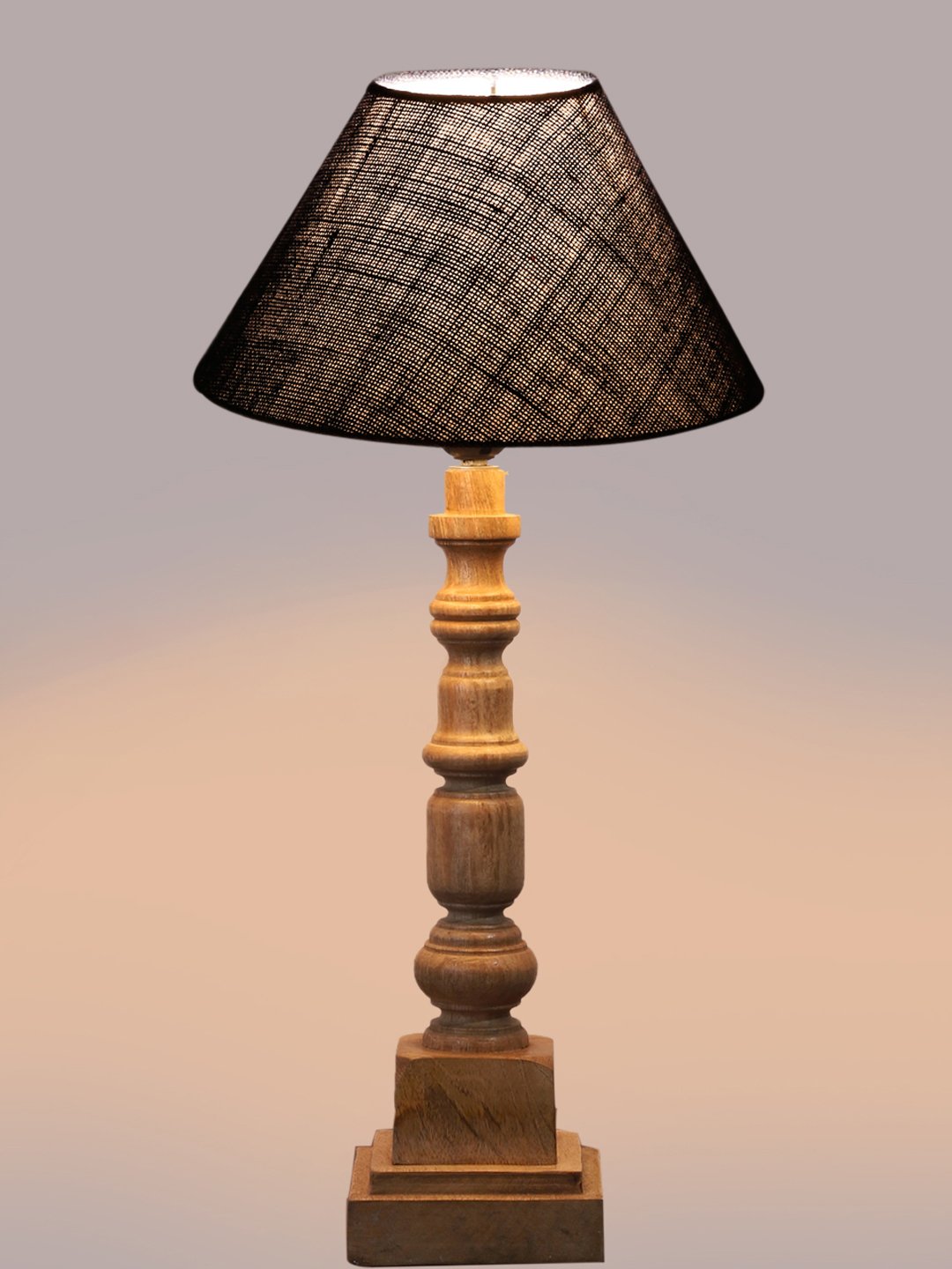 Ambika Home Blue Jute Wooden Table Lamp | Decorative Bedside Lamp for Bedroom, Living Room, Hall, Hotel, Café, Restaurant, Office & Study Room | E27 Compatible - Image 6