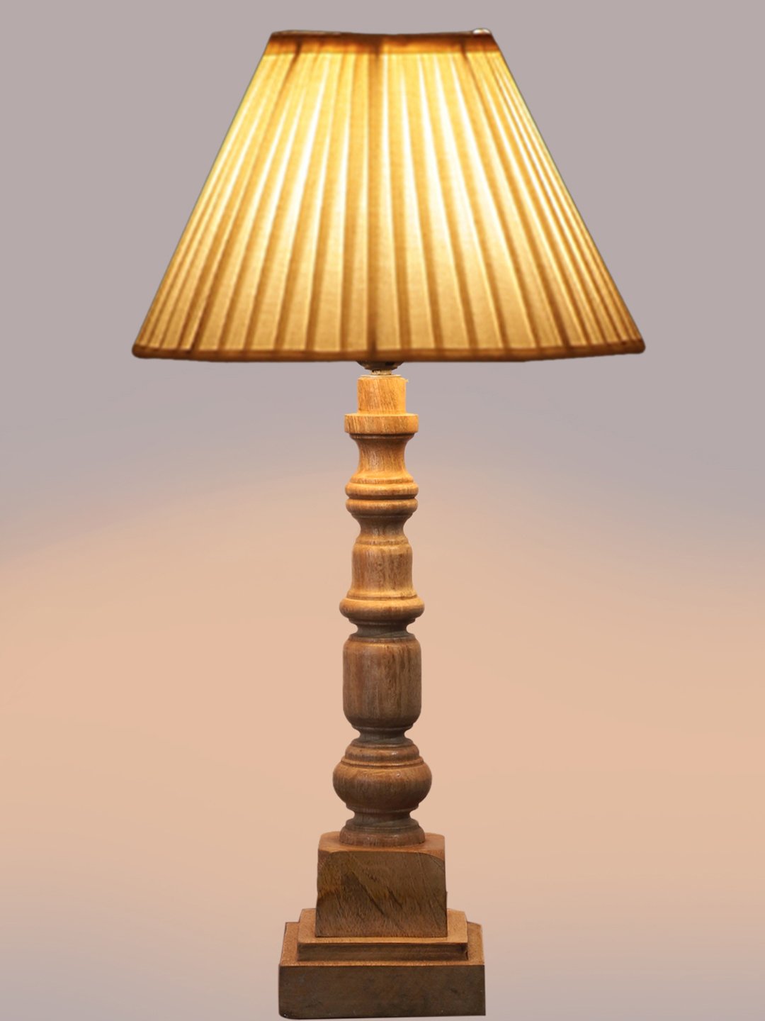 Ambika Home off-white cotton Wooden Table Lamp | Decorative Bedside Lamp for Bedroom, Living Room, Hall, Hotel, Café, Restaurant, Office & Study Room | E27 Compatible - Image 6