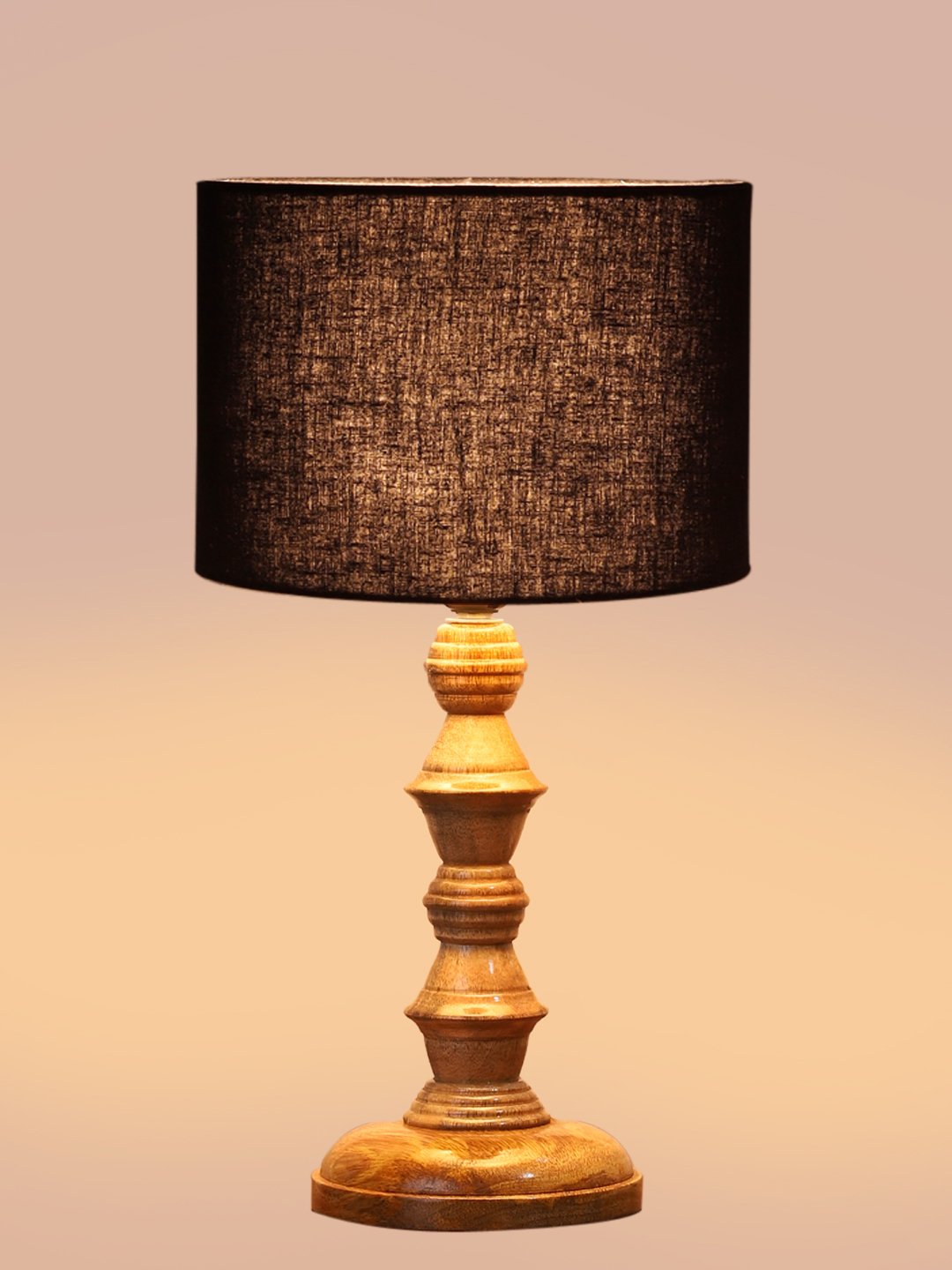 Ambika Home Black cotton Wooden Table Lamp | Decorative Bedside Lamp for Bedroom, Living Room, Hall, Hotel, Café, Restaurant, Office & Study Room | E27 Compatible - Image 6
