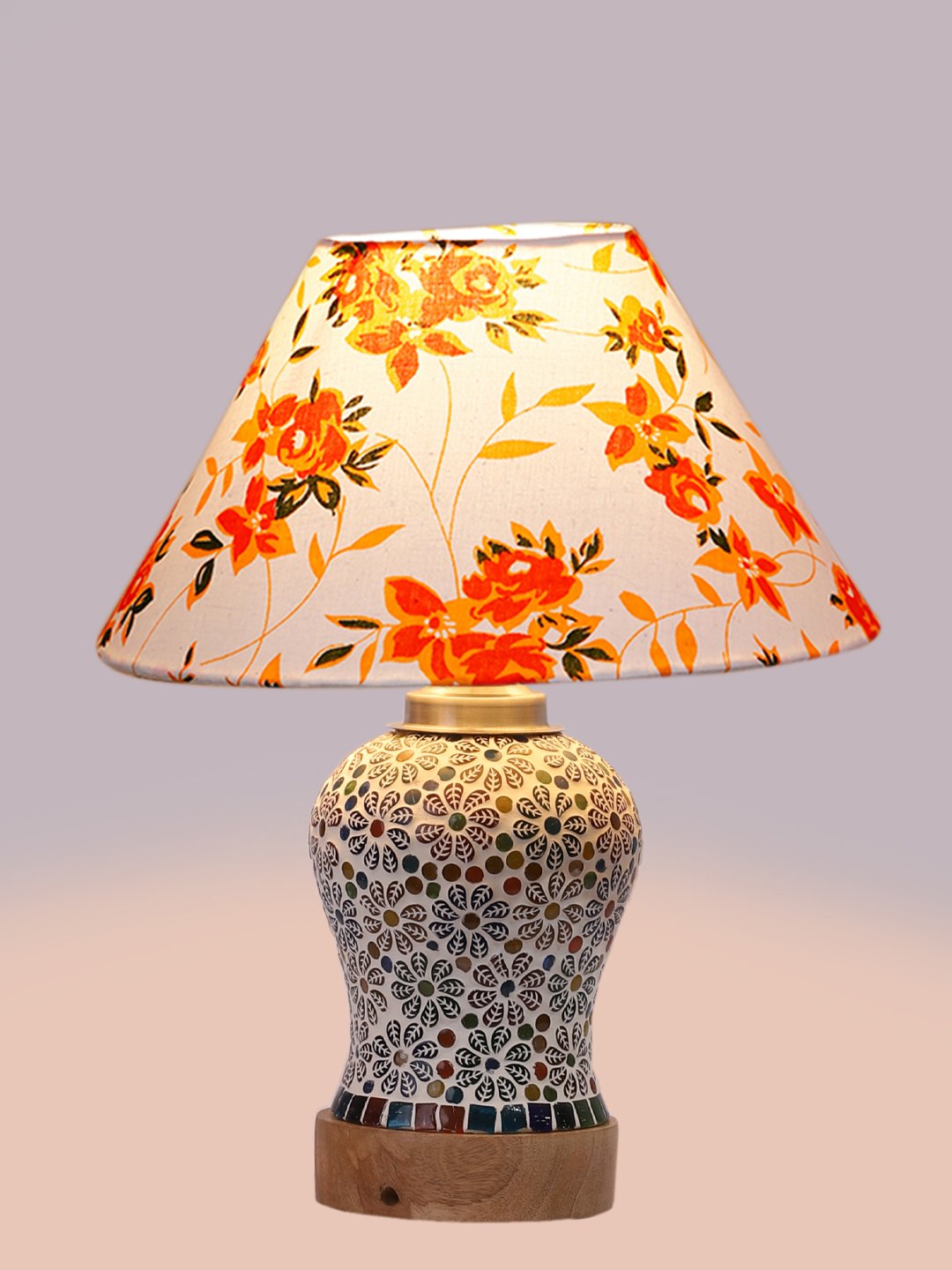 Ambika Home Multicolor Cotton Mosaic Glass Table Lamp | Decorative Bedside Lamp for Bedroom, Living Room, Hall, Hotel, Café, Restaurant, Office & Study Room | E27 Compatible - Image 6
