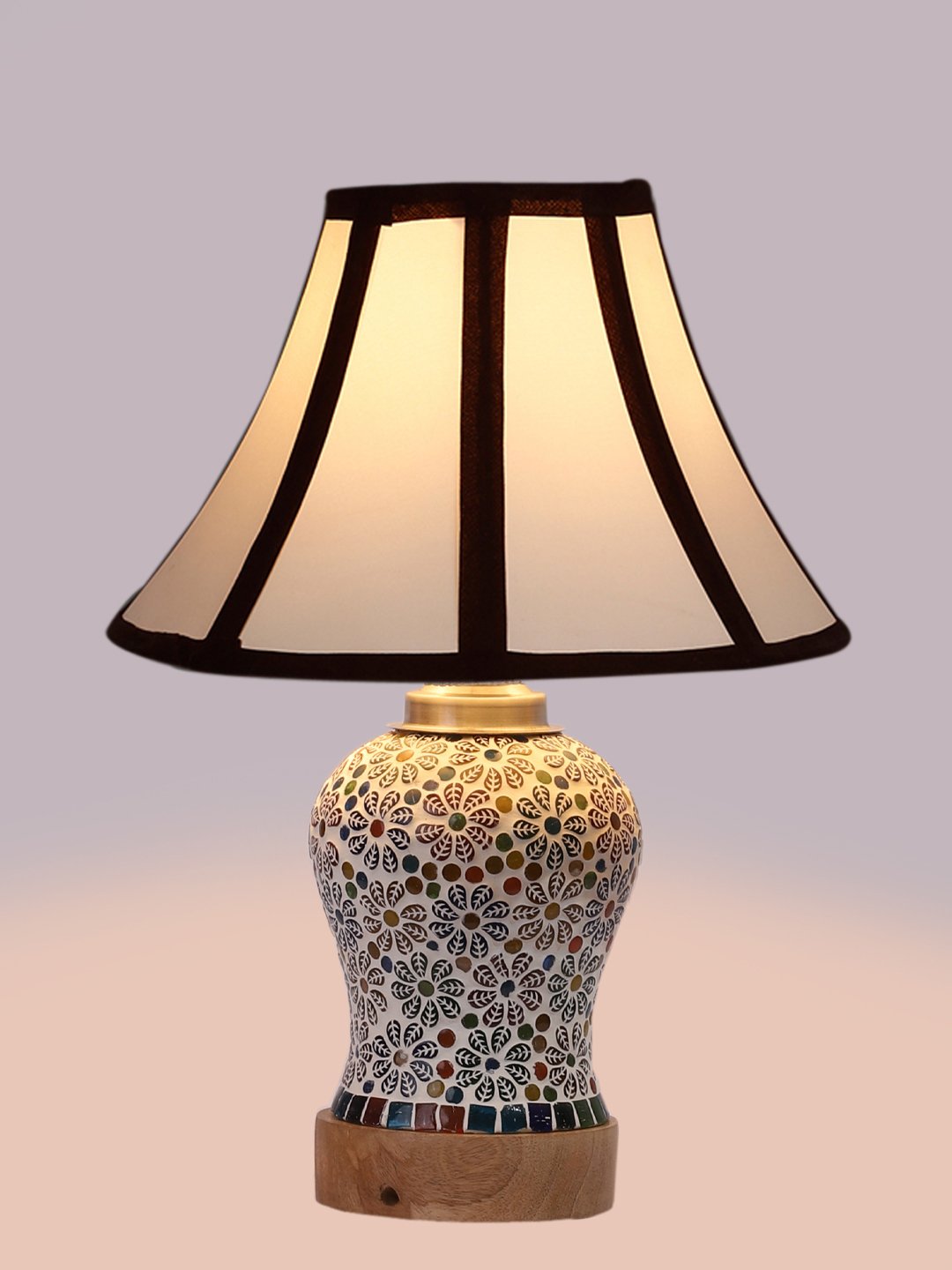 Ambika Home Multicolor Cotton Mosaic Glass Table Lamp | Decorative Bedside Lamp for Bedroom, Living Room, Hall, Hotel, Café, Restaurant, Office & Study Room | E27 Compatible - Image 6