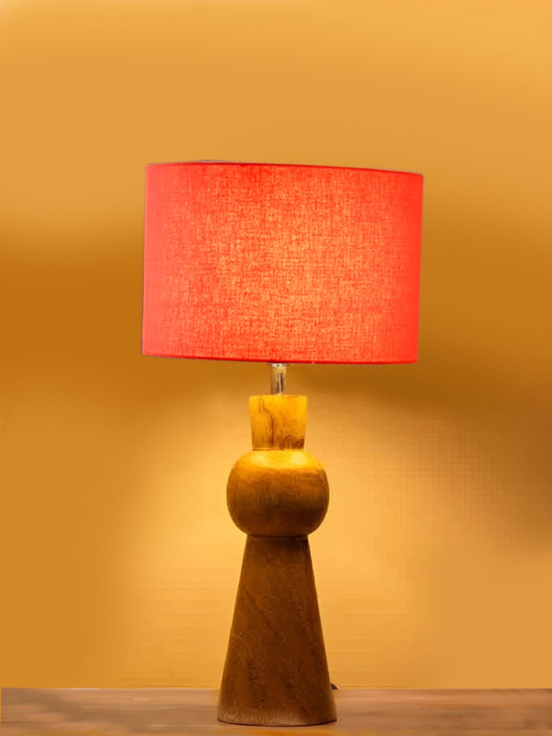 Ambika Home Orange cotton Rocket Table Lamp with Wooden Base | Decorative Bedside Lamp for Bedroom, Living Room, Hall, Hotel, Café, Restaurant, Office & Study Room | E27 Compatible - Image 6