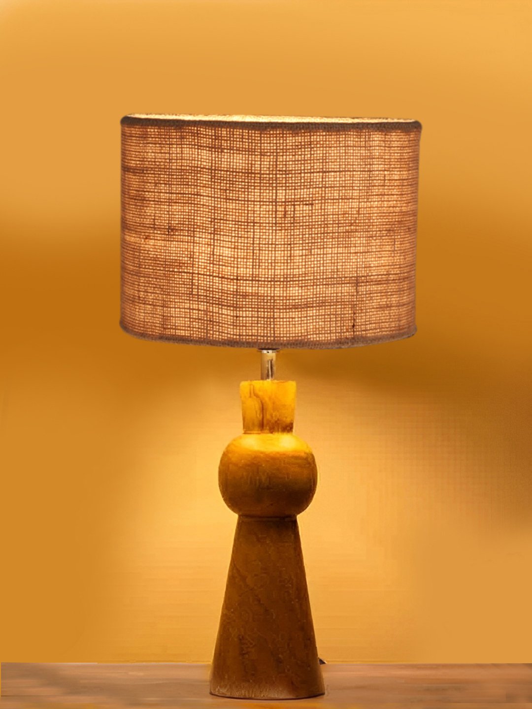 Ambika Home Beige Jute Rocket Table Lamp with Wooden Base | Decorative Bedside Lamp for Bedroom, Living Room, Hall, Hotel, Café, Restaurant, Office & Study Room | E27 Compatible - Image 6
