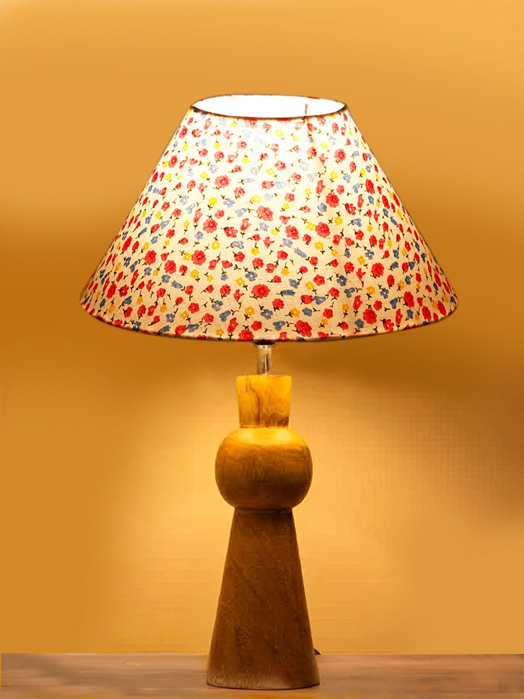 Ambika Home Multi Cotton Rocket Table Lamp with Wooden Base | Decorative Bedside Lamp for Bedroom, Living Room, Hall, Hotel, Café, Restaurant, Office & Study Room | E27 Compatible - Image 6