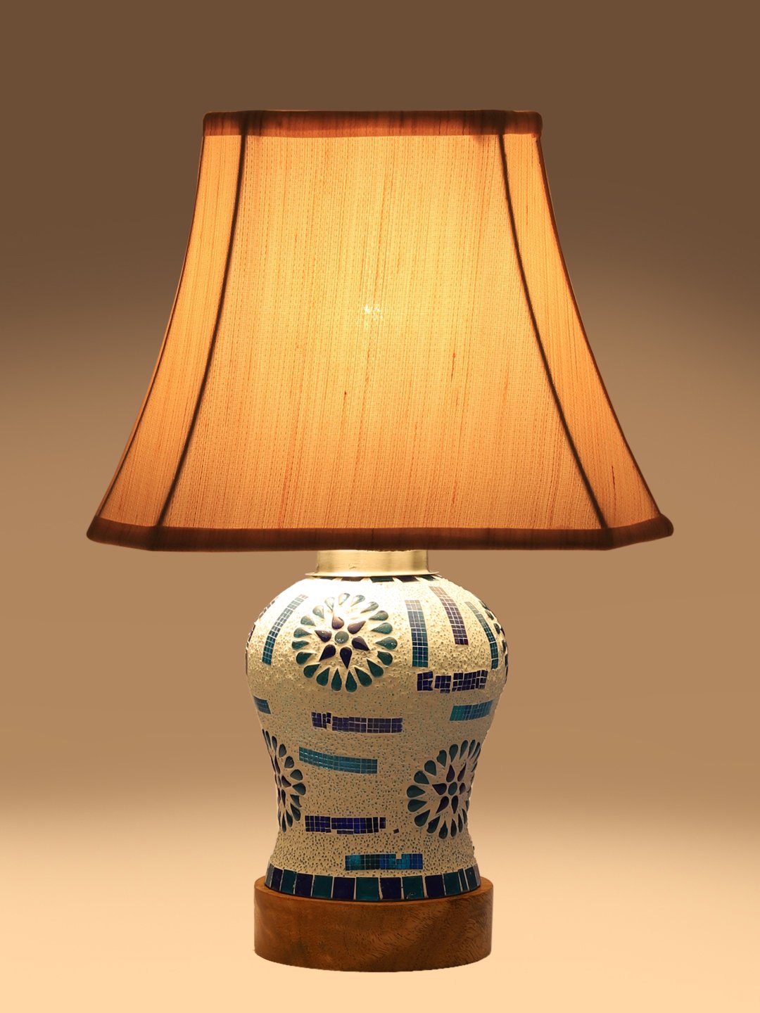 Ambika Home off-white Jute Mosaic Glass Table Lamp | Decorative Bedside Lamp for Bedroom, Living Room, Hall, Hotel, Café, Restaurant, Office & Study Room | E27 Compatible - Image 7