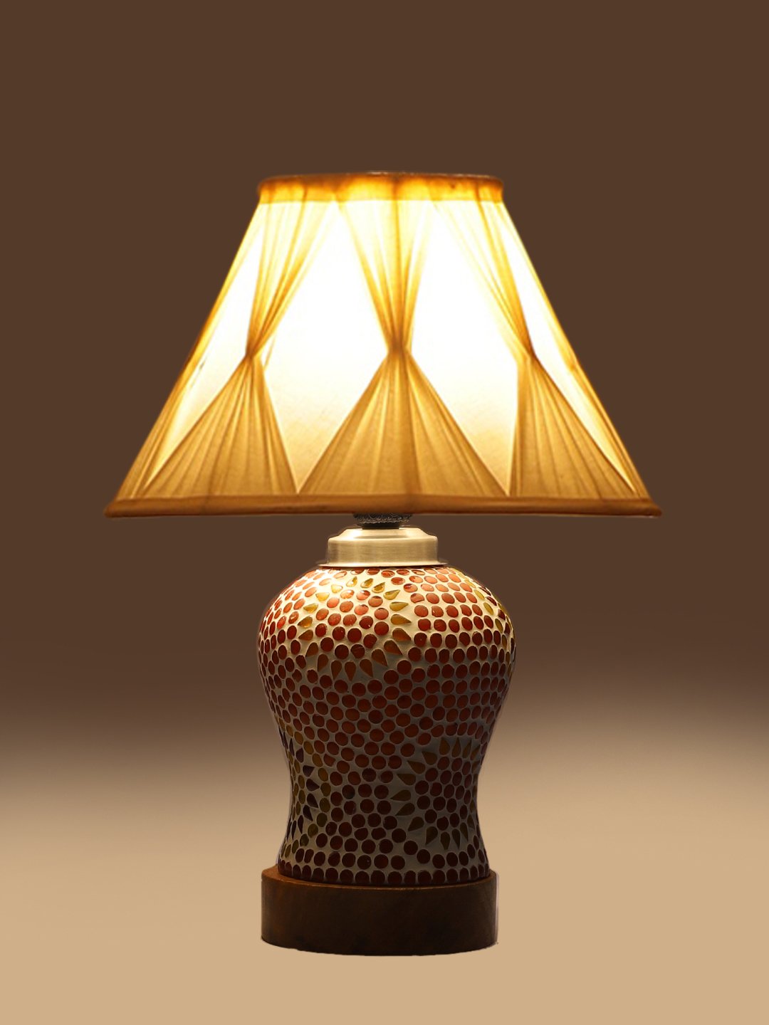 Ambika Home Multicolor Cotton Mosaic Glass Table Lamp | Decorative Bedside Lamp for Bedroom, Living Room, Hall, Hotel, Café, Restaurant, Office & Study Room | E27 Compatible - Image 7