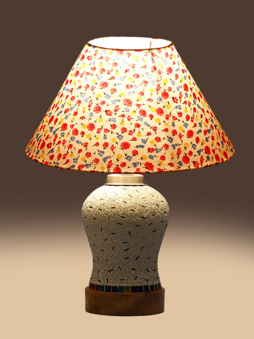 Ambika Home Multicolor Cotton Mosaic Glass Table Lamp | Decorative Bedside Lamp for Bedroom, Living Room, Hall, Hotel, Café, Restaurant, Office & Study Room | E27 Compatible - Image 7