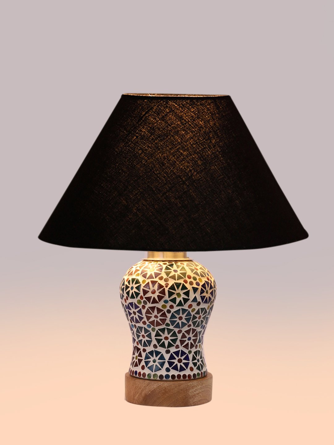 Ambika Home Black Cotton Mosaic Glass Table Lamp | Decorative Bedside Lamp for Bedroom, Living Room, Hall, Hotel, Café, Restaurant, Office & Study Room | E27 Compatible - Image 7