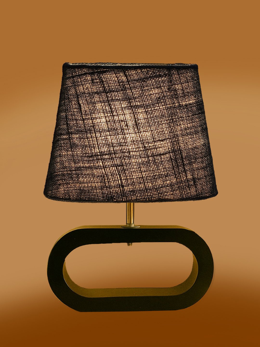 Ambika Home Blue Jute Oval Table Lamp with Black Wood Base | Bedside, Living Room & Study Lamp | E27 Compatible - Image 6