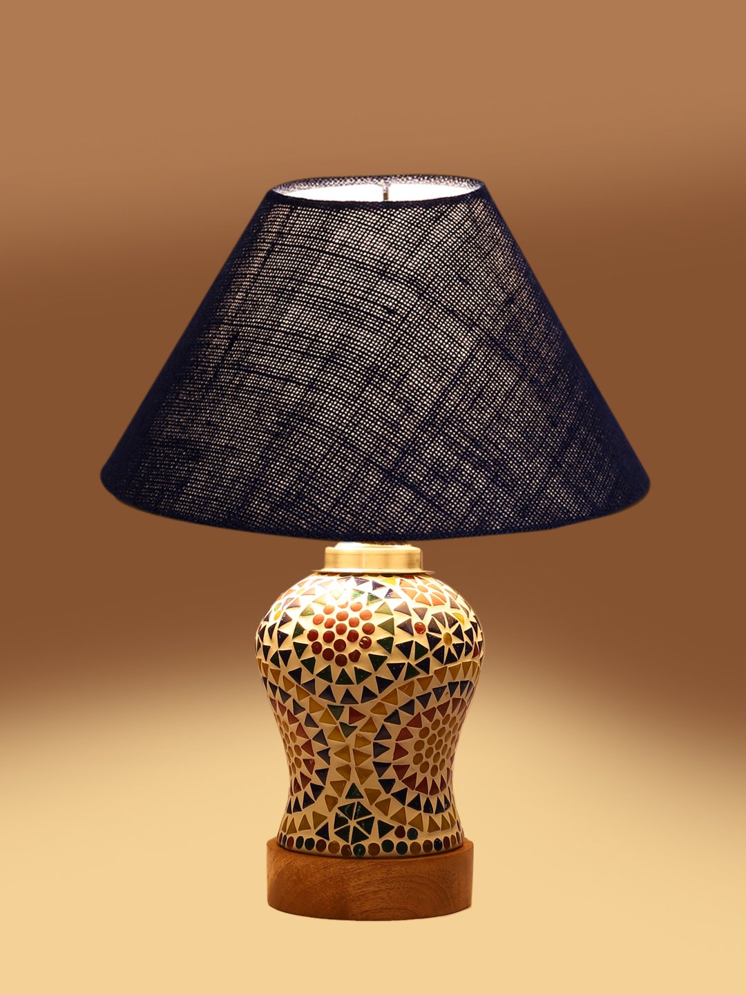 Ambika Home Blue Jute Mosaic Glass Table Lamp | Decorative Bedside Lamp for Bedroom, Living Room, Hall, Hotel, Café, Restaurant, Office & Study Room | E27 Compatible - Image 7