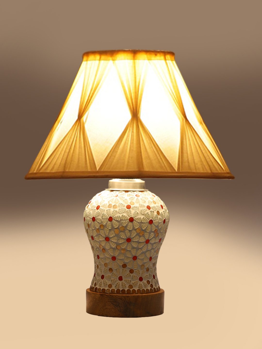 Ambika Home Multicolor Cotton Mosaic Glass Table Lamp | Decorative Bedside Lamp for Bedroom, Living Room, Hall, Hotel, Café, Restaurant, Office & Study Room | E27 Compatible - Image 7