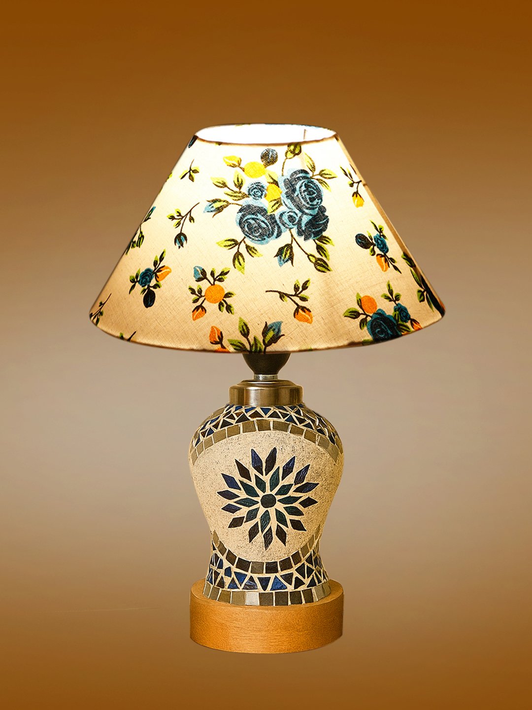 Ambika Home Multicolor Cotton Mosaic Glass Table Lamp | Decorative Bedside Lamp for Bedroom, Living Room, Hall, Hotel, Café, Restaurant, Office & Study Room | E27 Compatible - Image 7