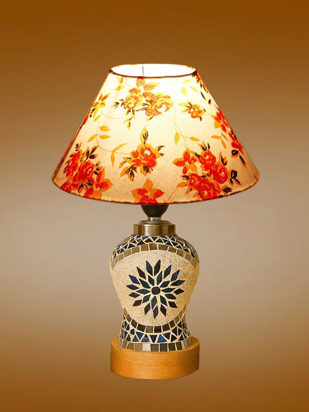 Ambika Home Multicolor Cotton Mosaic Glass Table Lamp | Decorative Bedside Lamp for Bedroom, Living Room, Hall, Hotel, Café, Restaurant, Office & Study Room | E27 Compatible - Image 7