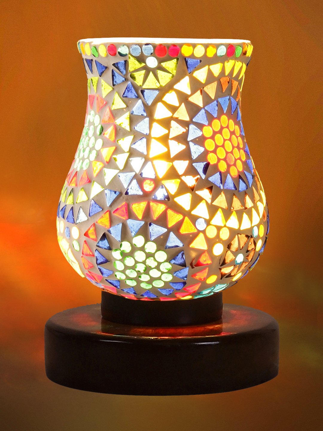 Ambika Home Lumina Mosaic Multicolor Mosaic Glass Table Lamp with Wooden Base | Premium Bedside Lamp for Bedroom, Living Room, Hall, Hotel, Café, Restaurant & Office | E27 Compatible - Image 7