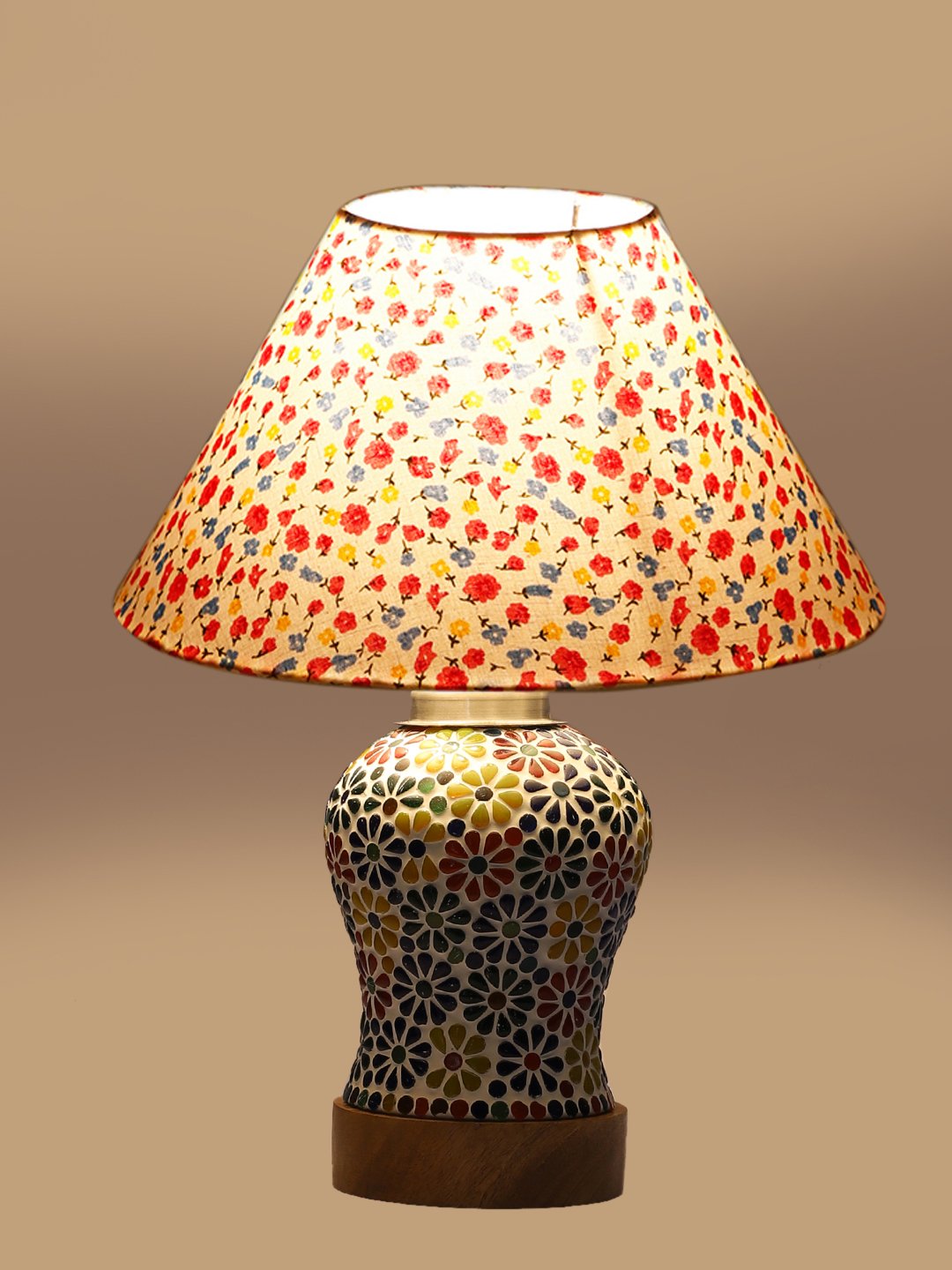Ambika Home Multicolor Cotton Mosaic Glass Table Lamp | Decorative Bedside Lamp for Bedroom, Living Room, Hall, Hotel, Café, Restaurant, Office & Study Room | E27 Compatible - Image 7