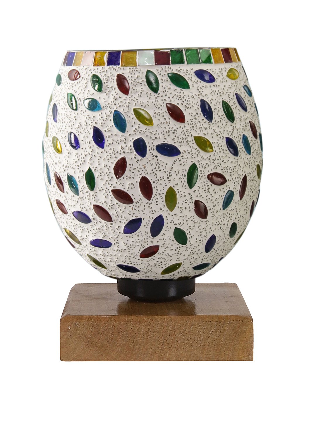 Ambika Home Artisan Mosaic Multicolor Mosaic Glass Table Lamp with Wooden Base | Premium Bedside Lamp for Bedroom, Living Room, Hall, Hotel, Café, Restaurant & Office | E27 Compatible - Image 7