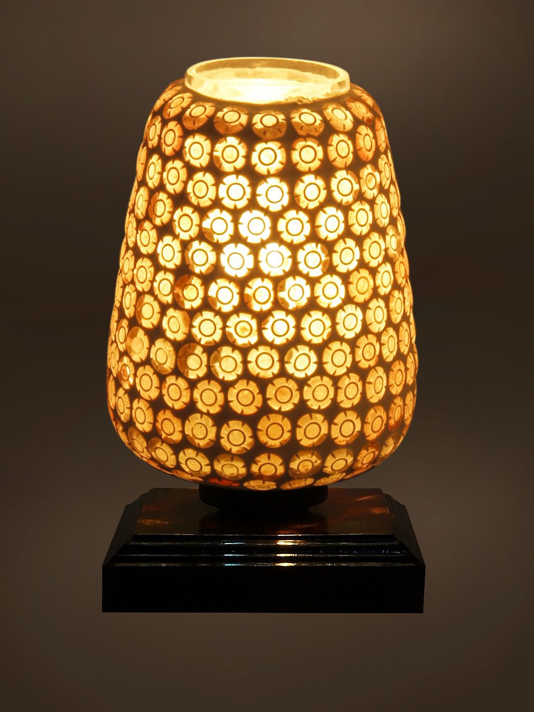 Ambika Home Nordic Mosaic Multicolor Mosaic Glass Table Lamp with Wooden Base | Premium Bedside Lamp for Bedroom, Living Room, Hall, Hotel, Café, Restaurant & Office | E27 Compatible - Image 7