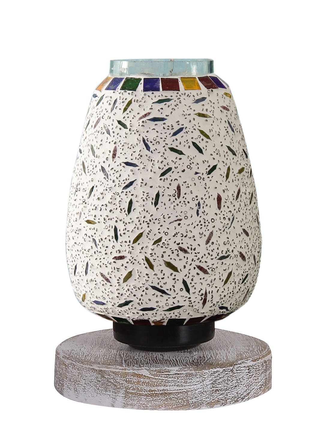 Ambika Home Royale Mosaic Multicolor Mosaic Glass Table Lamp with Wooden Base | Premium Bedside Lamp for Bedroom, Living Room, Hall, Hotel, Café, Restaurant & Office | E27 Compatible - Image 7
