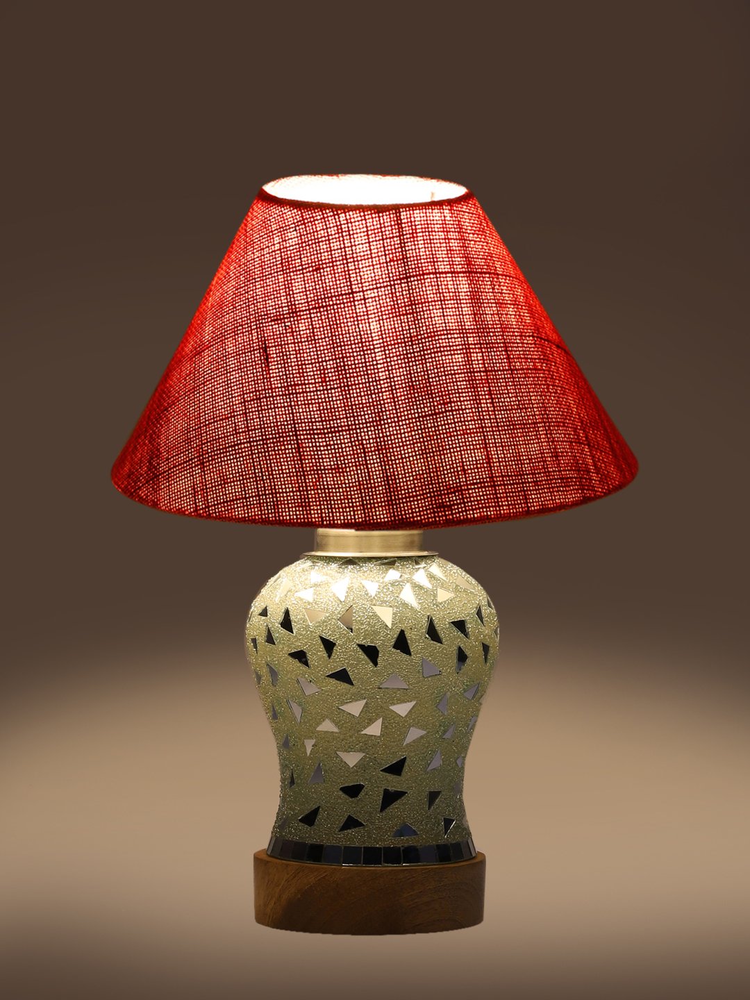 Ambika Home Pink Jute Mosaic Glass Table Lamp | Decorative Bedside Lamp for Bedroom, Living Room, Hall, Hotel, Café, Restaurant, Office & Study Room | E27 Compatible - Image 7