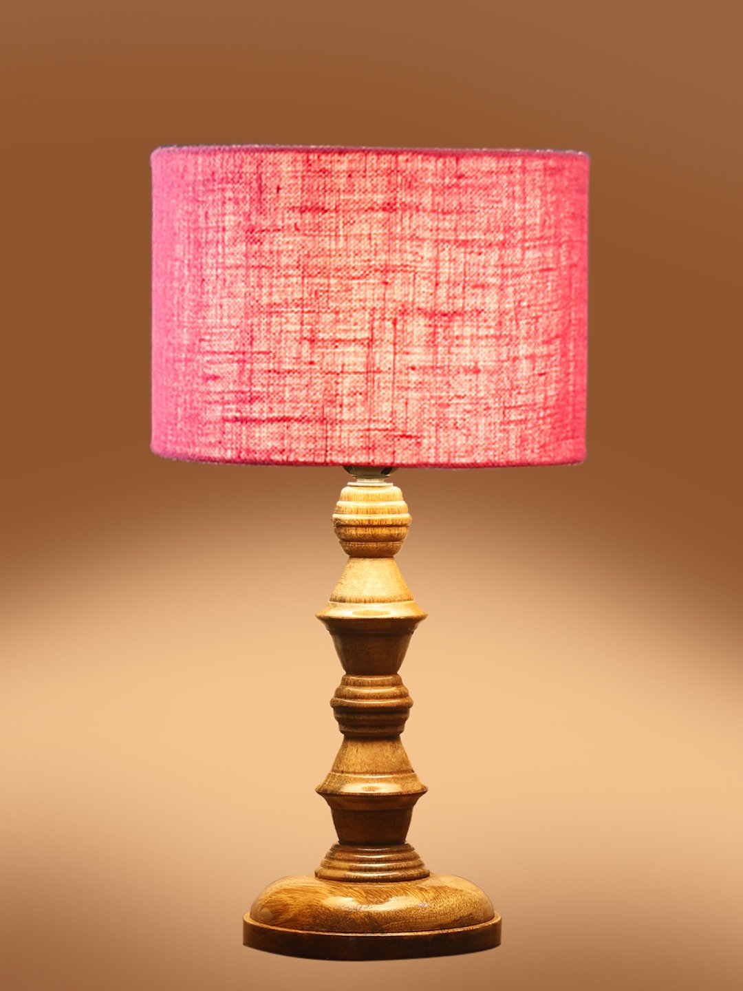 Ambika Home Pink Jute Wooden Table Lamp | Decorative Bedside Lamp for Bedroom, Living Room, Hall, Hotel, Café, Restaurant, Office & Study Room | E27 Compatible - Image 7
