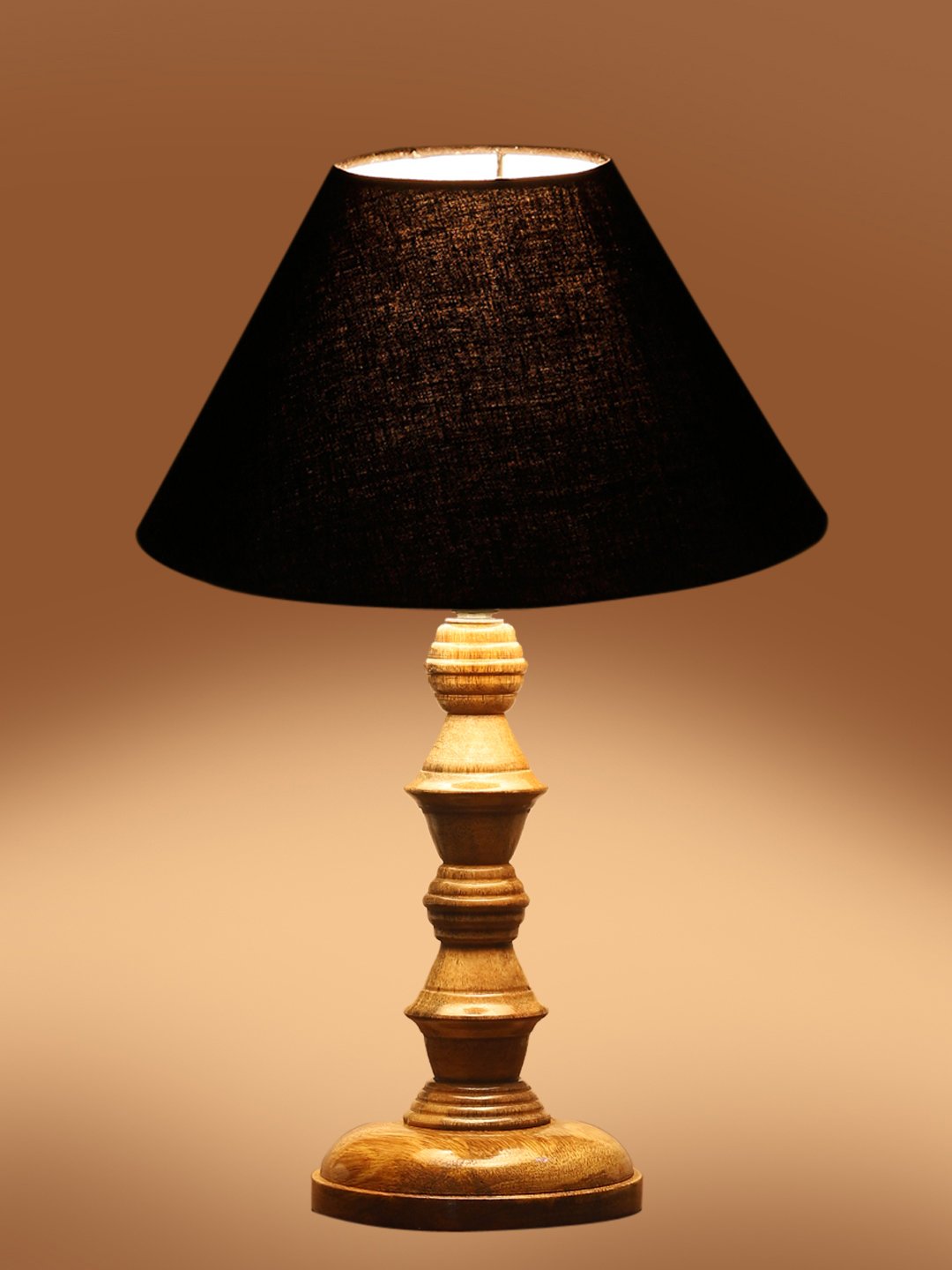 Ambika Home Black cotton Wooden Table Lamp | Decorative Bedside Lamp for Bedroom, Living Room, Hall, Hotel, Café, Restaurant, Office & Study Room | E27 Compatible - Image 7