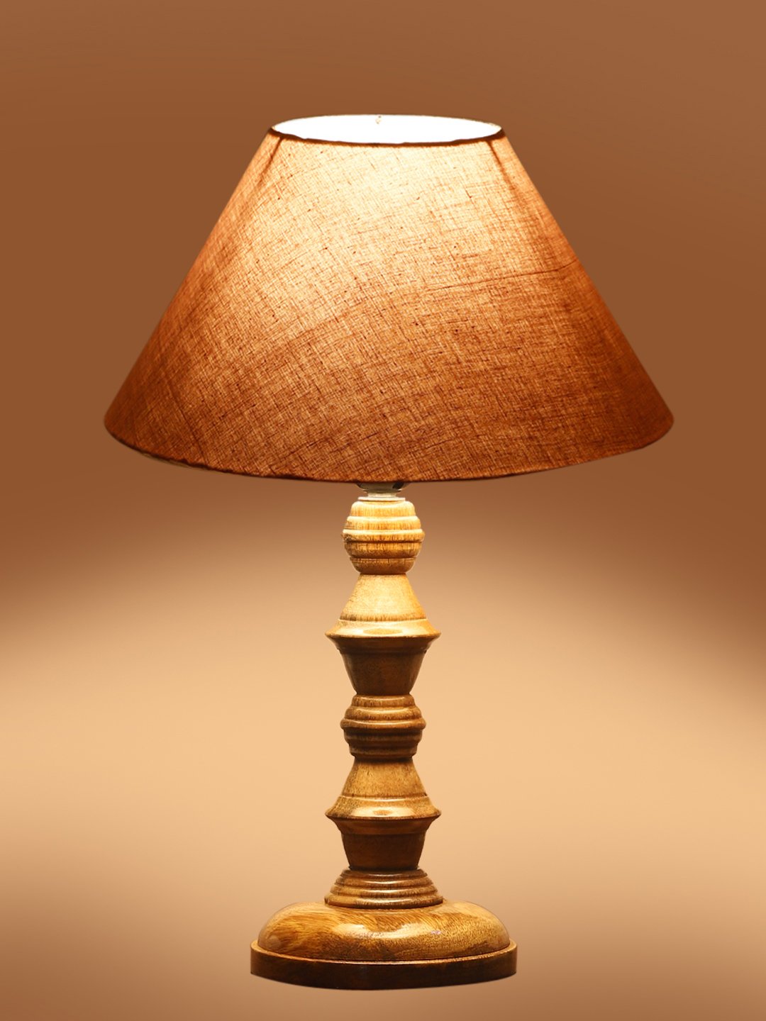 Ambika Home Grey cotton Wooden Table Lamp | Decorative Bedside Lamp for Bedroom, Living Room, Hall, Hotel, Café, Restaurant, Office & Study Room | E27 Compatible - Image 7