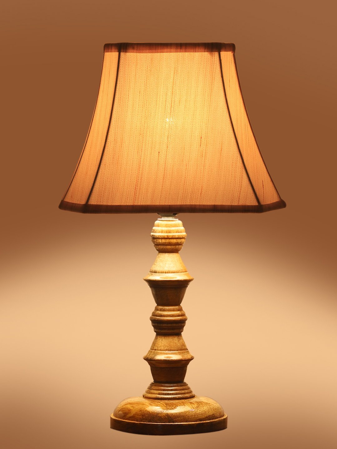 Ambika Home Off-white Cotton Wooden Table Lamp | Decorative Bedside Lamp for Bedroom, Living Room, Hall, Hotel, Café, Restaurant, Office & Study Room | E27 Compatible - Image 7