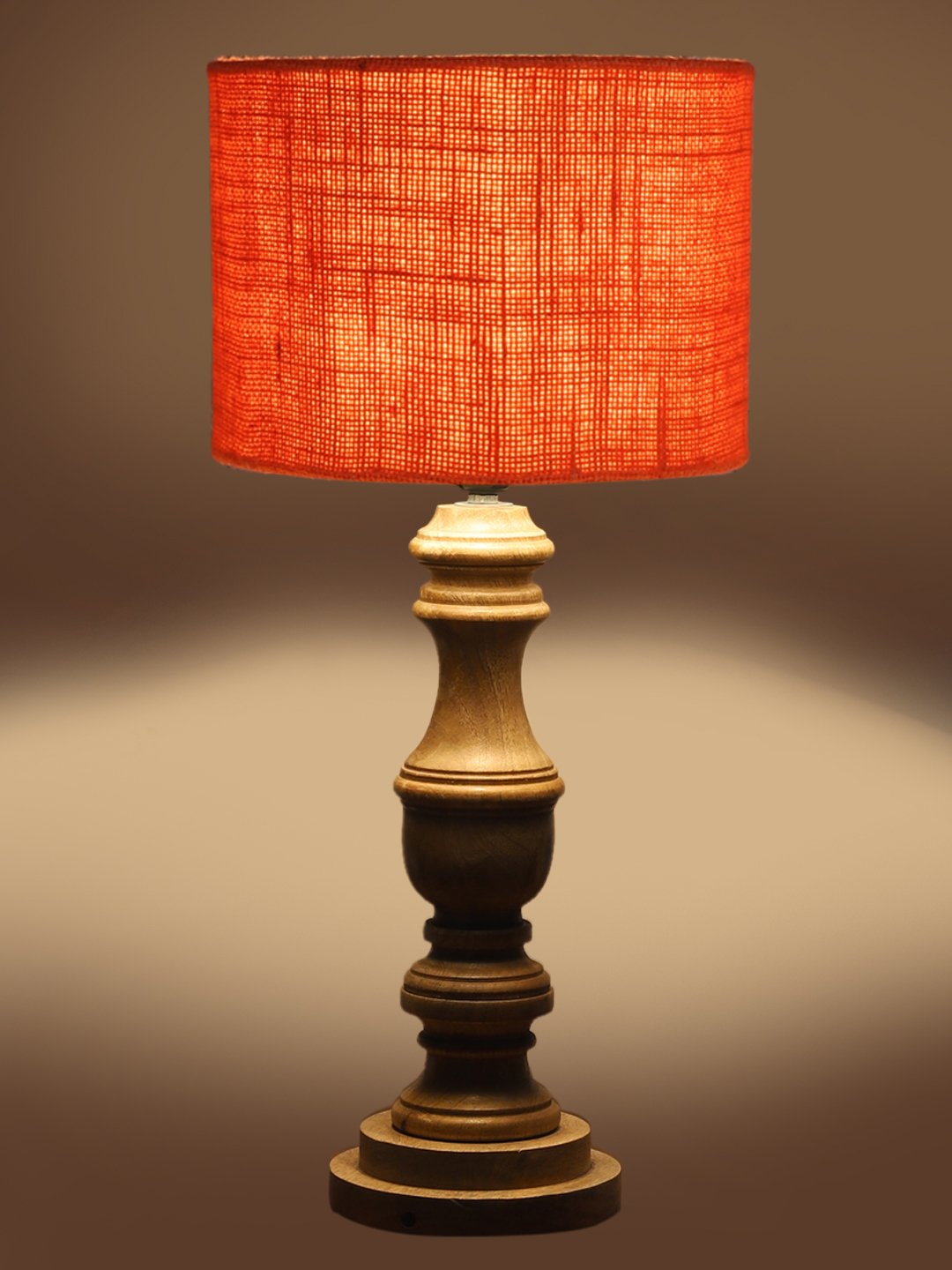 Ambika Home Orange Jute Wooden Table Lamp | Decorative Bedside Lamp for Bedroom, Living Room, Hall, Hotel, Café, Restaurant, Office & Study Room | E27 Compatible - Image 7