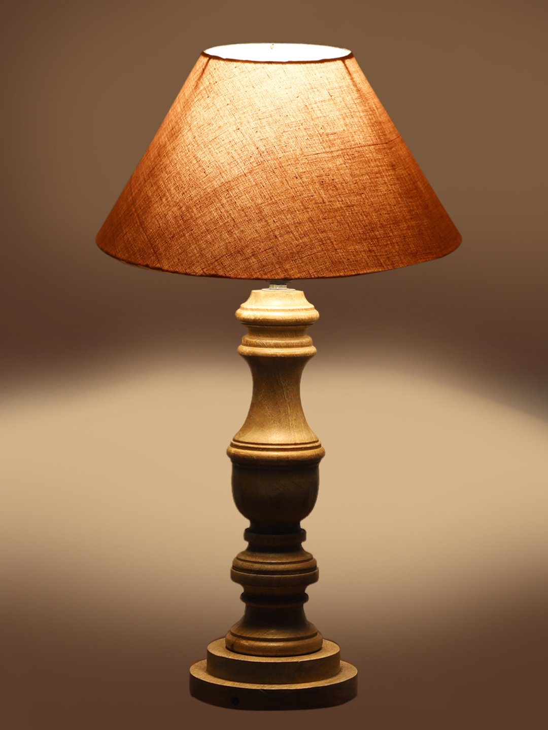 Ambika Home Grey cotton Wooden Table Lamp | Decorative Bedside Lamp for Bedroom, Living Room, Hall, Hotel, Café, Restaurant, Office & Study Room | E27 Compatible - Image 7