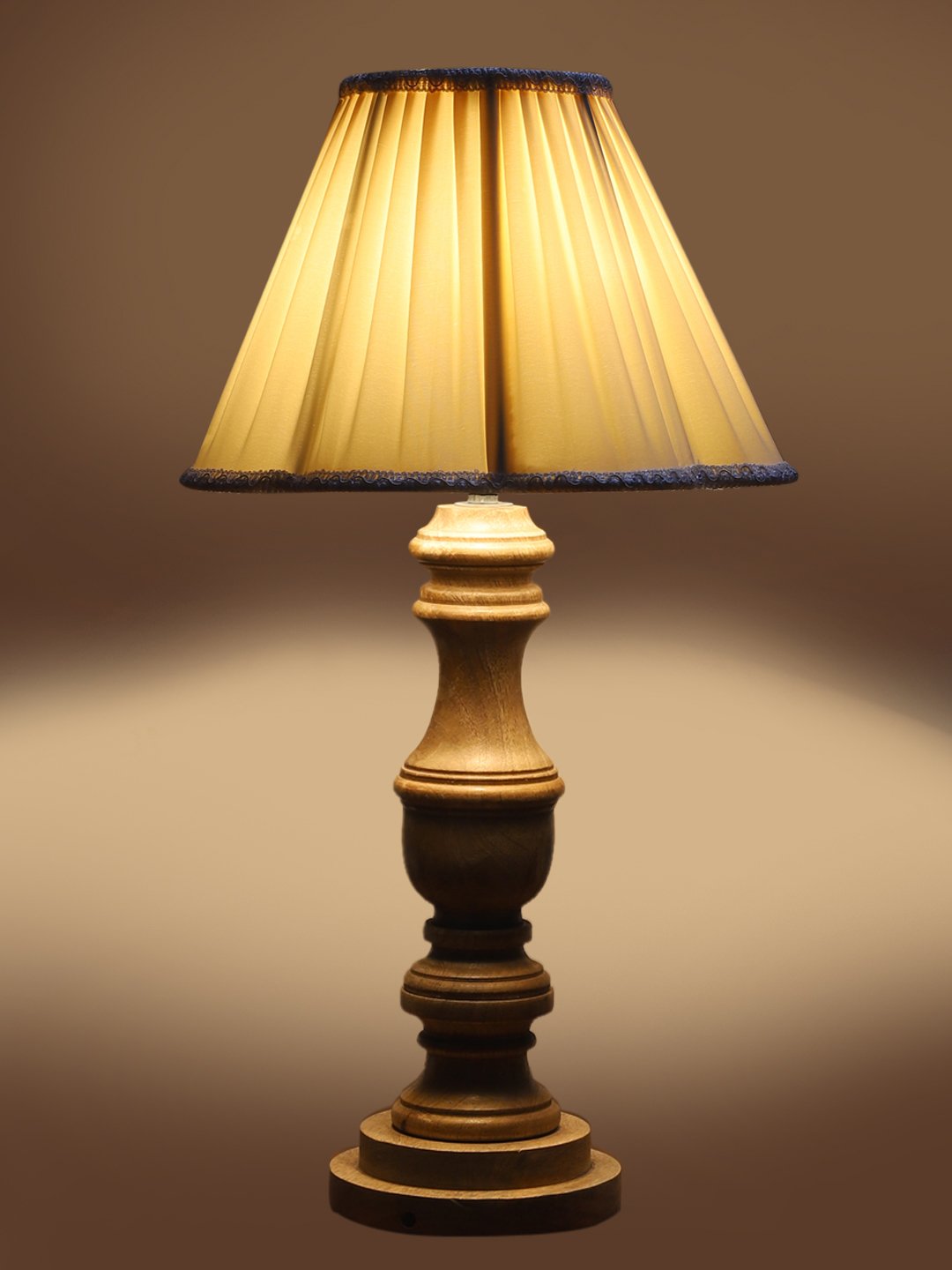 Ambika Home off-white cotton Wooden Table Lamp | Decorative Bedside Lamp for Bedroom, Living Room, Hall, Hotel, Café, Restaurant, Office & Study Room | E27 Compatible - Image 7