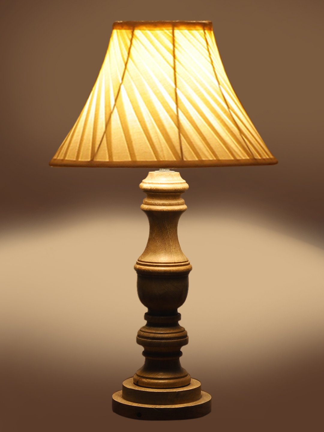 Ambika Home off-white cotton Wooden Table Lamp | Decorative Bedside Lamp for Bedroom, Living Room, Hall, Hotel, Café, Restaurant, Office & Study Room | E27 Compatible - Image 7